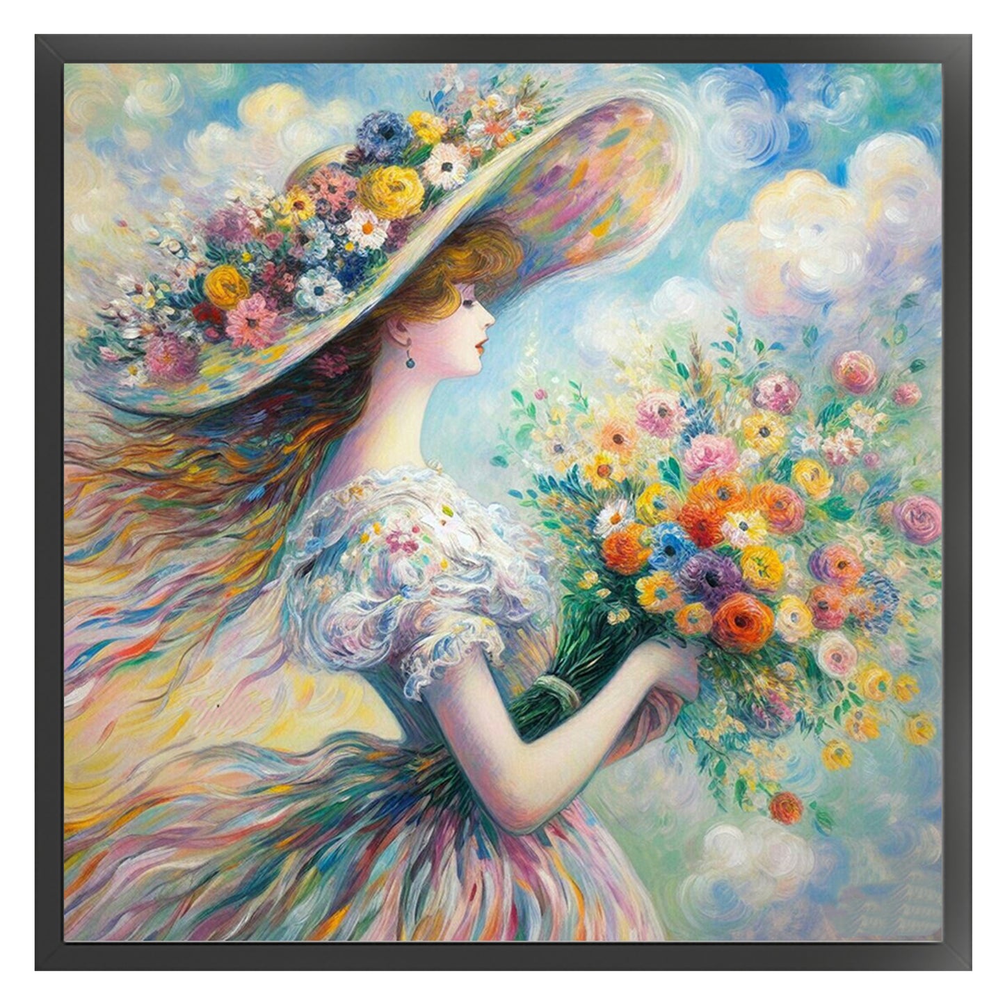 Dreamy Girl - Full 11CT Stamped Cross Stitch 45x45CM - Huacan