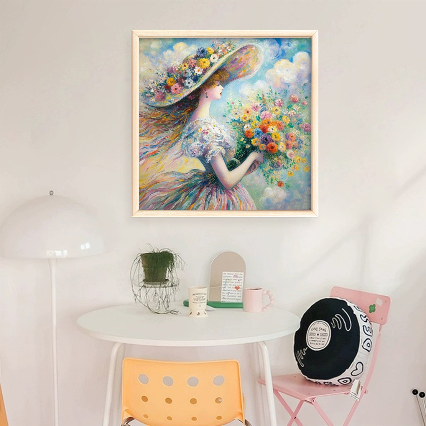 Dreamy Girl - Full 11CT Stamped Cross Stitch 45x45CM - Huacan