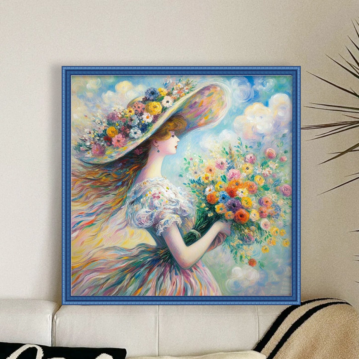 Dreamy Girl - Full 11CT Stamped Cross Stitch 45x45CM - Huacan