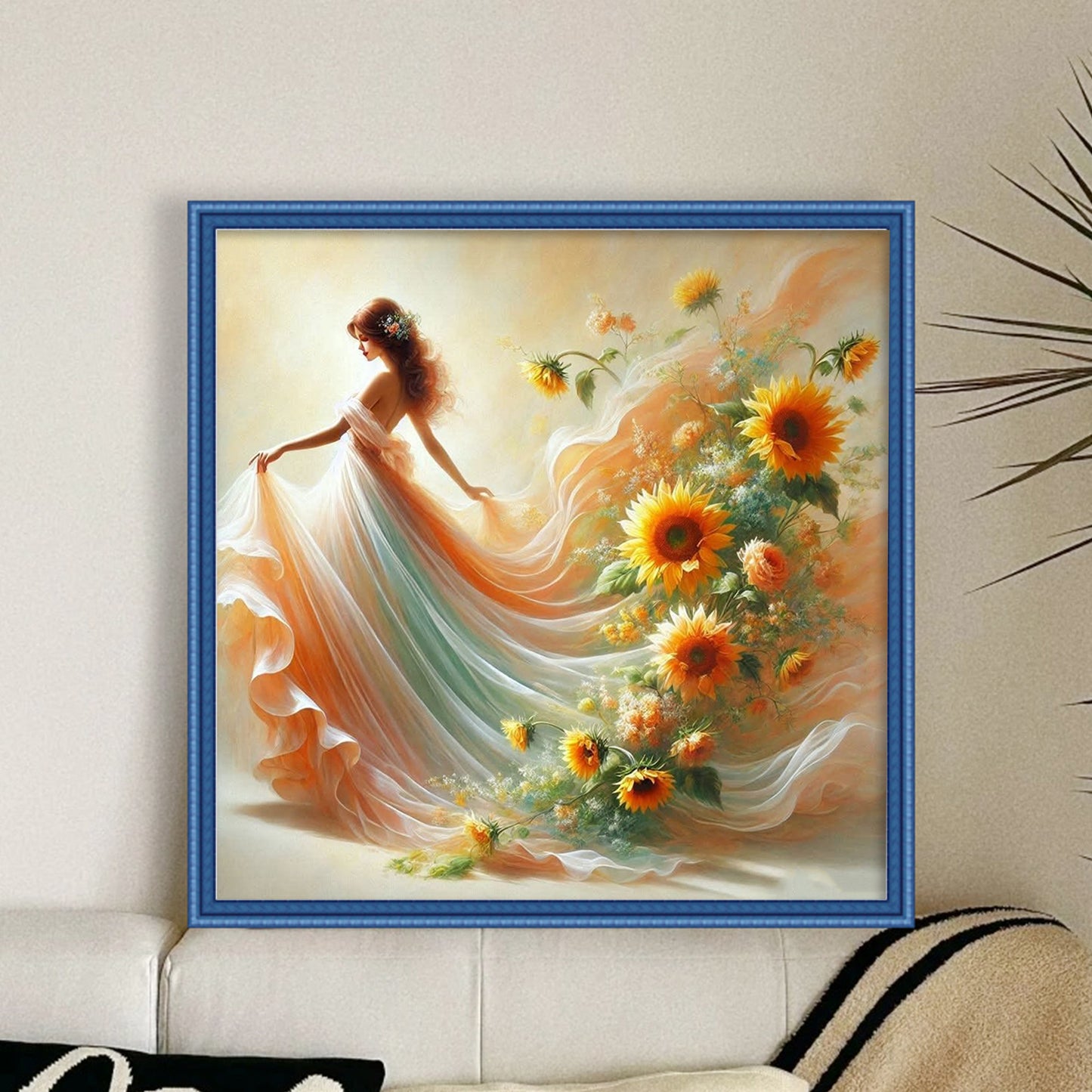 Flower Girl - Full 11CT Stamped Cross Stitch 45x45CM - Huacan