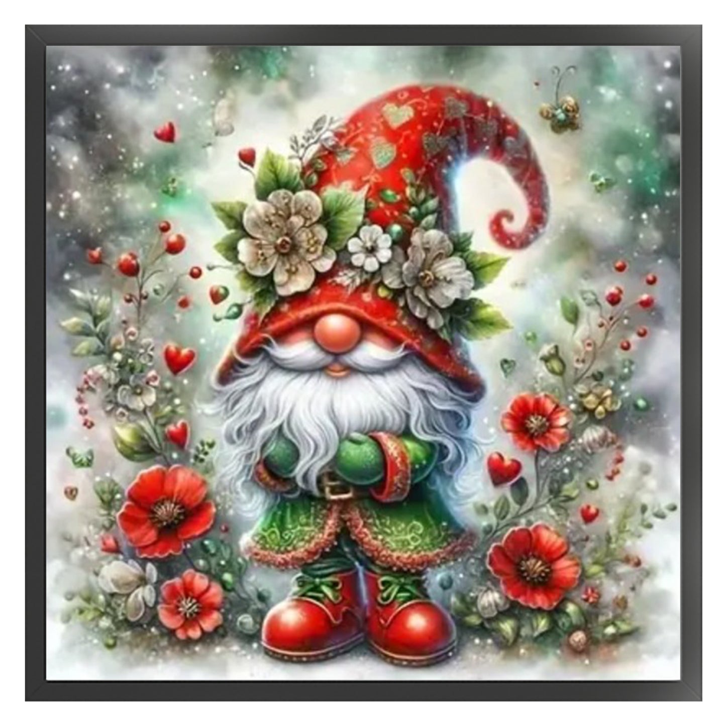 Flower Gnome - Full 11CT Stamped Cross Stitch 45x45CM - Huacan