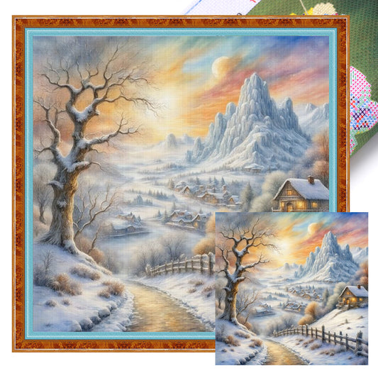 Winter Hut - Full 11CT Stamped Cross Stitch 45x45CM - Huacan