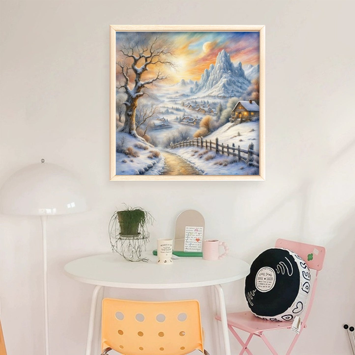 Winter Hut - Full 11CT Stamped Cross Stitch 45x45CM - Huacan
