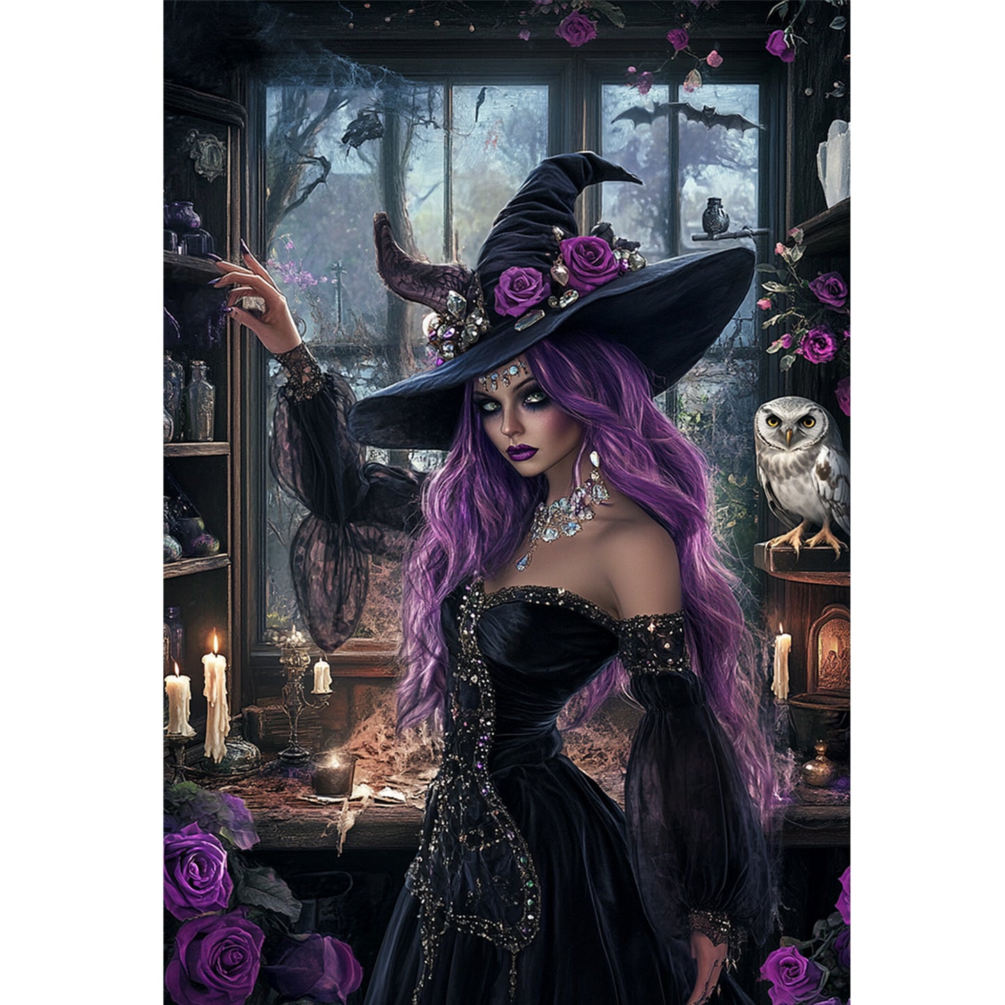Witch - Full 11CT Stamped Cross Stitch 40x60CM - Huacan