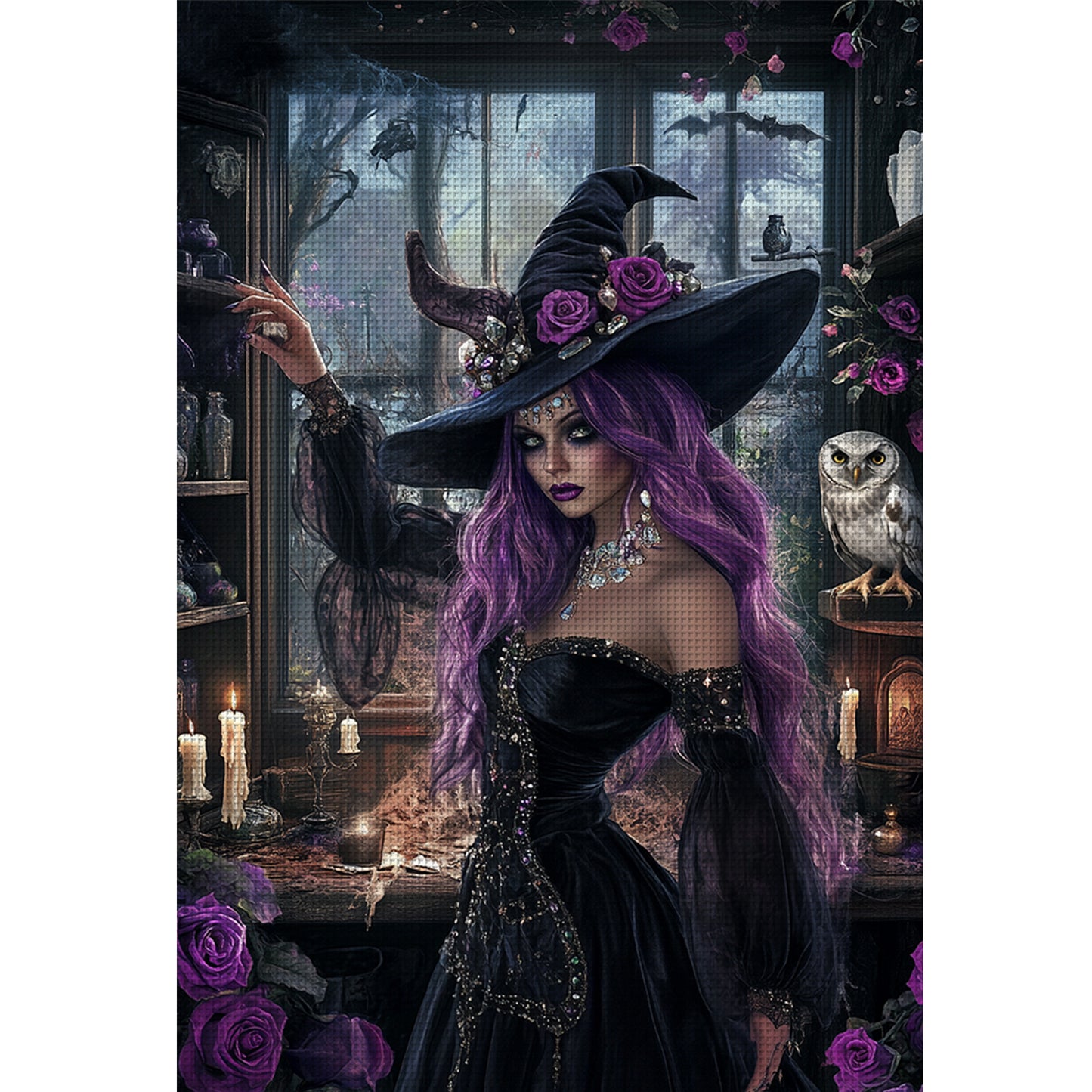 Witch - Full 11CT Stamped Cross Stitch 40x60CM - Huacan