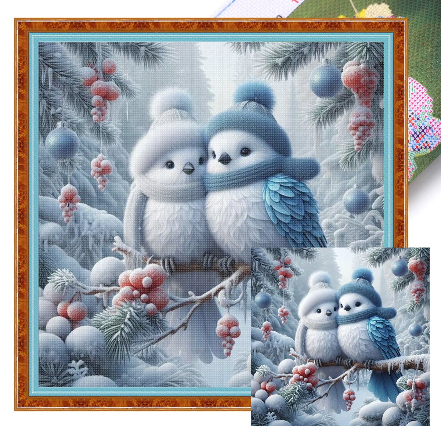 Bird A - Full 11CT Stamped Cross Stitch 40x40CM - Yishu