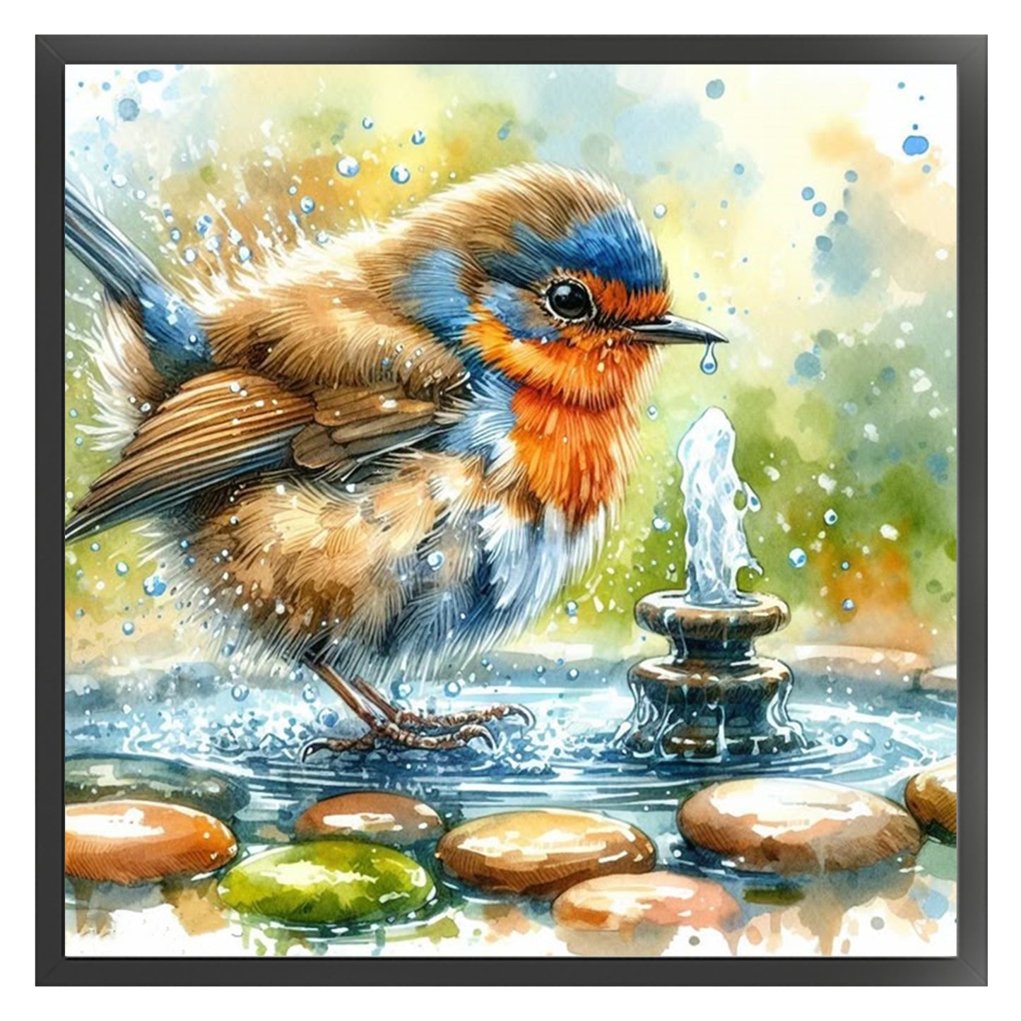 Birds And Fountain - Full 11CT Stamped Cross Stitch 40x40CM - Yishu