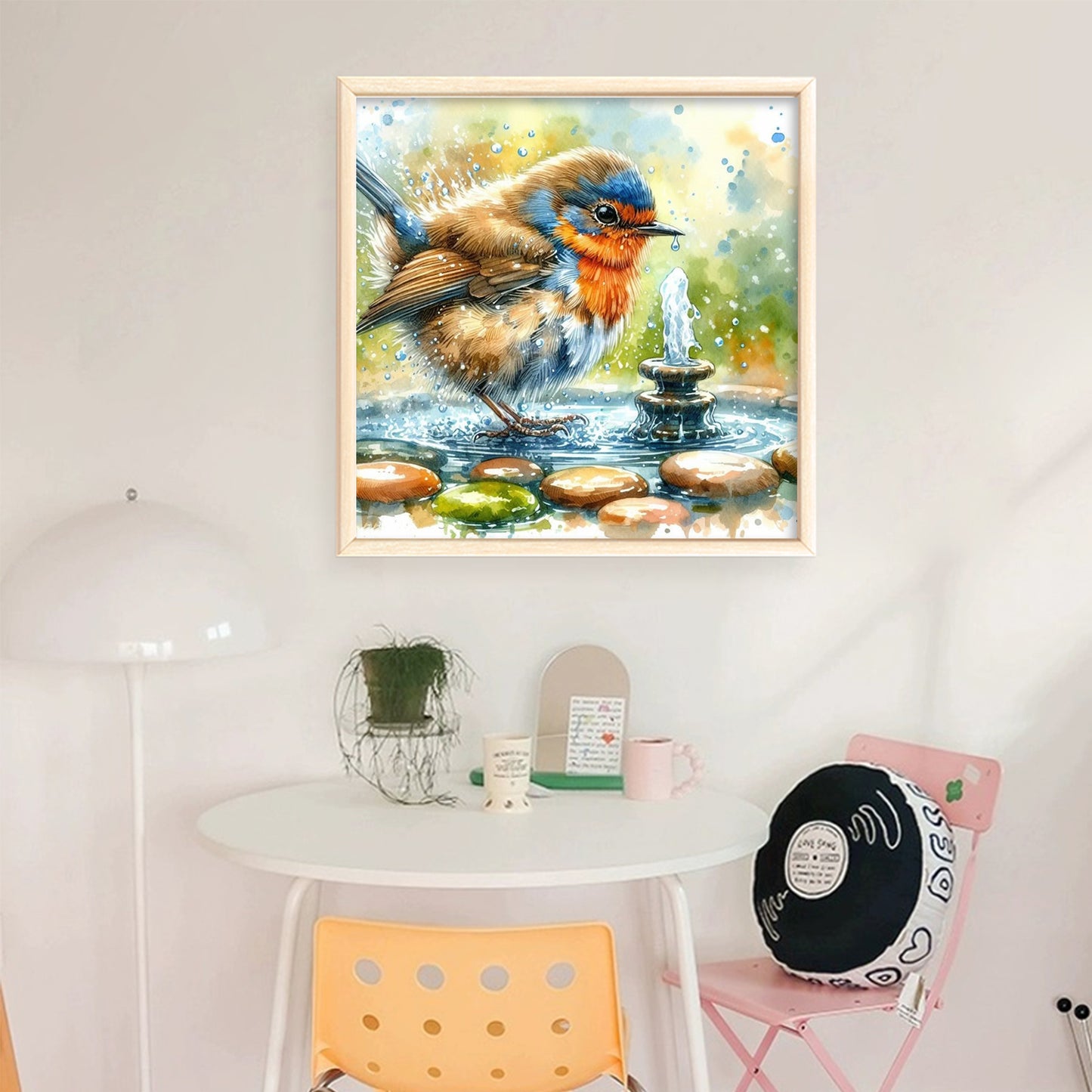 Birds And Fountain - Full 11CT Stamped Cross Stitch 40x40CM - Yishu