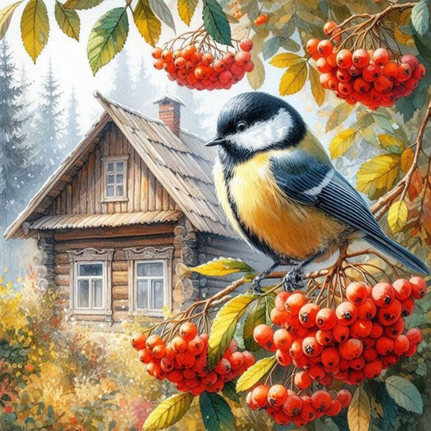 Bird B - Full 11CT Stamped Cross Stitch 40x40CM - Yishu
