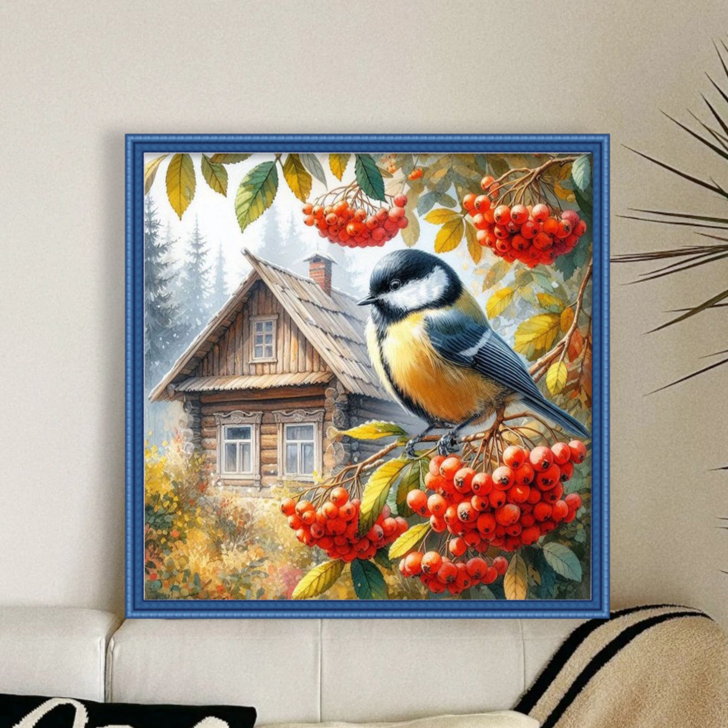 Bird B - Full 11CT Stamped Cross Stitch 40x40CM - Yishu