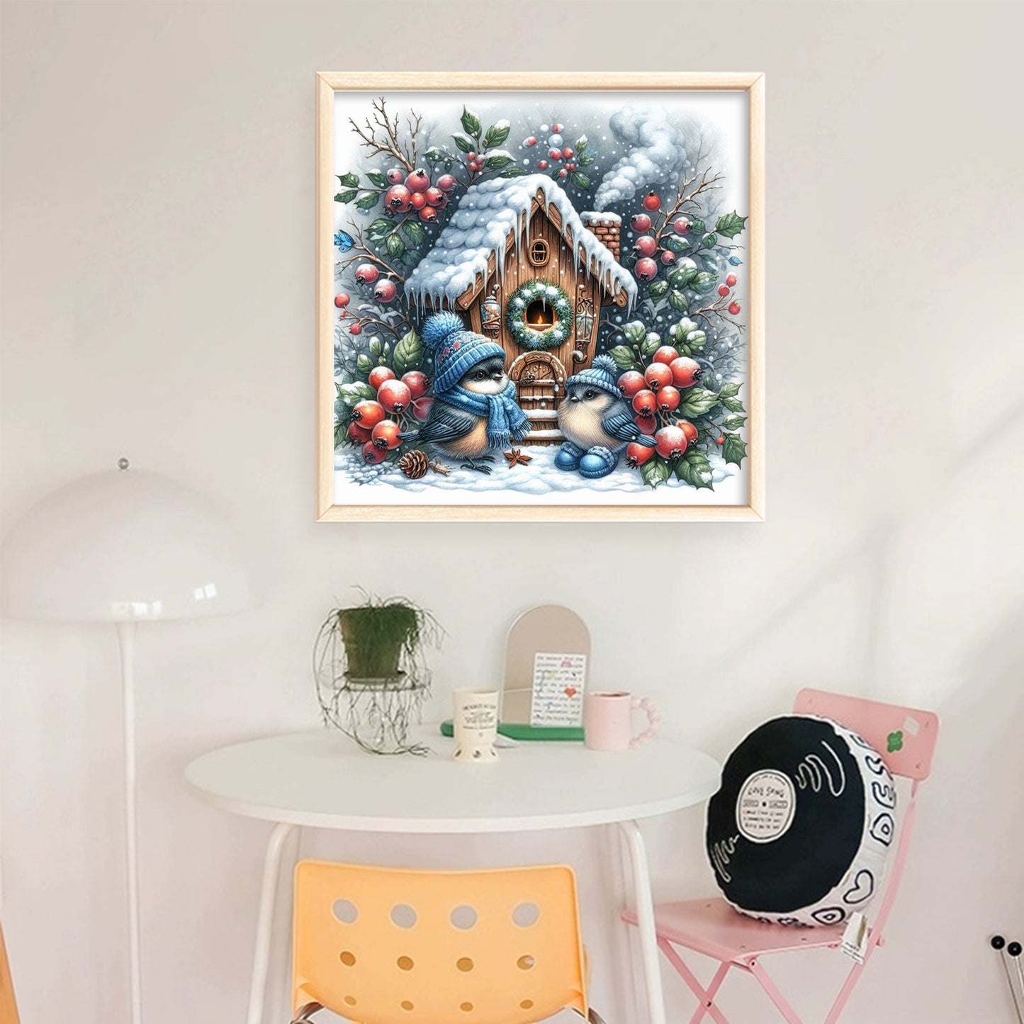 Birds And Wooden Houses - Full 11CT Stamped Cross Stitch 40x40CM - Yishu