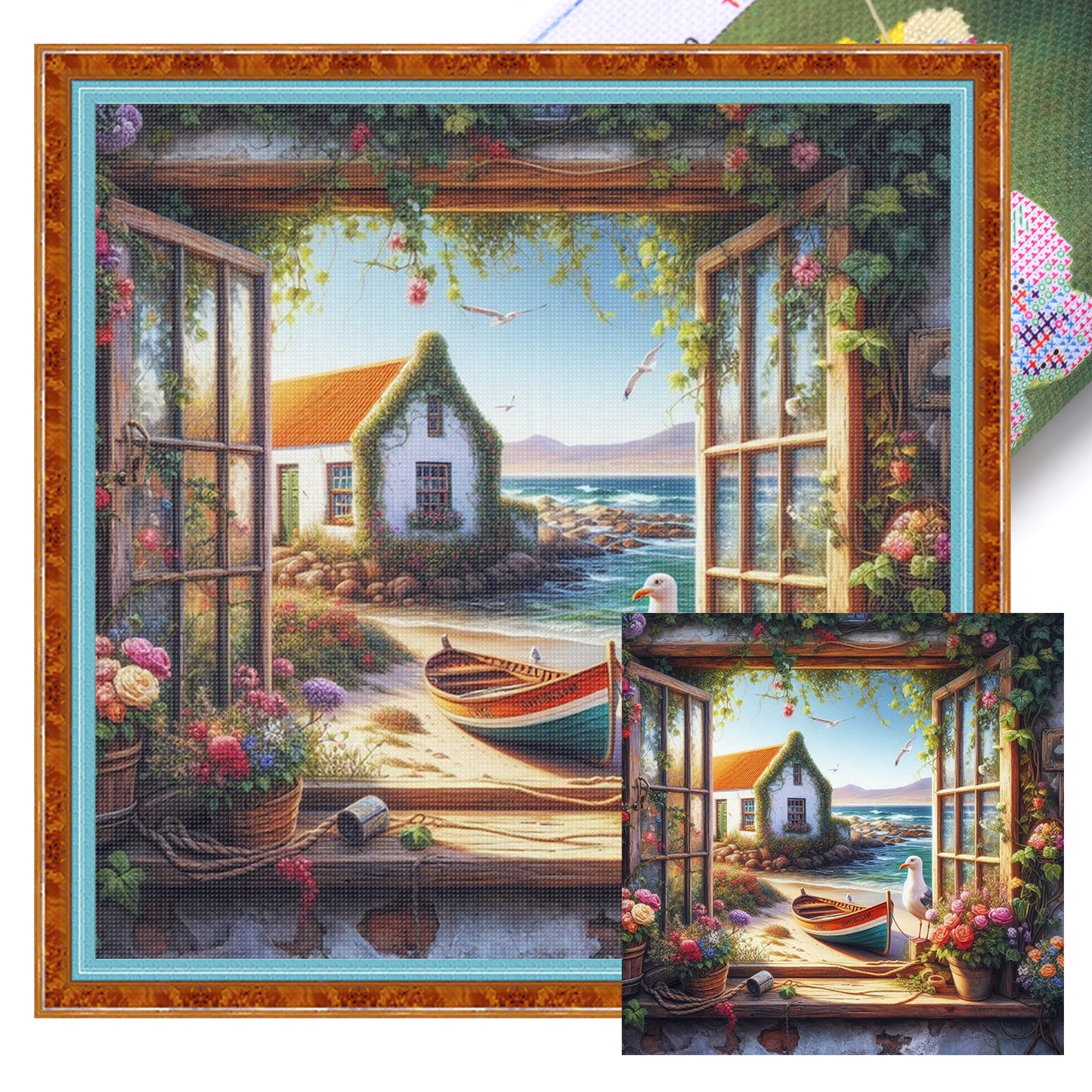 The View Outside The Window A - Full 11CT Stamped Cross Stitch 40x40CM - Yishu