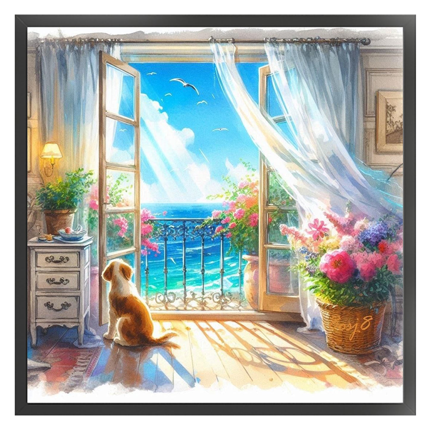 The View Outside The Window C - Full 11CT Stamped Cross Stitch 40x40CM - Yishu