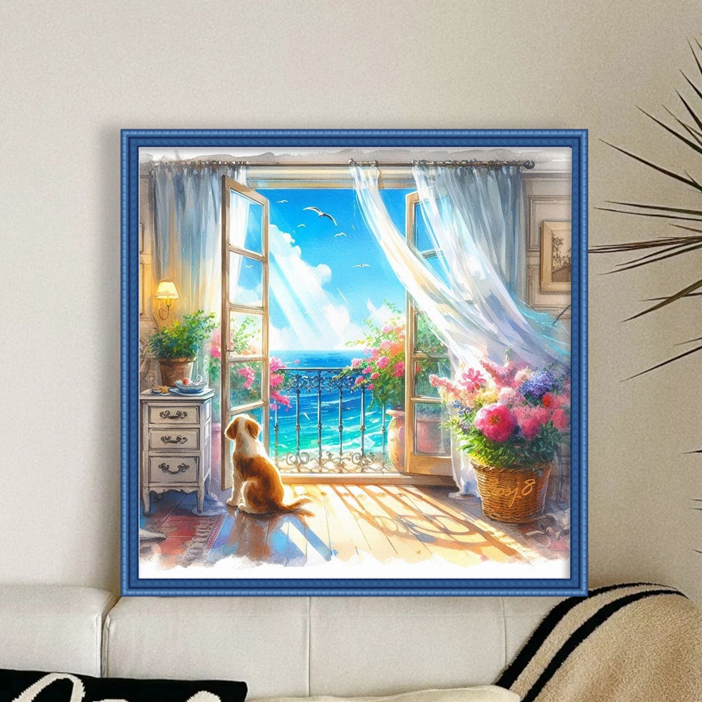 The View Outside The Window C - Full 11CT Stamped Cross Stitch 40x40CM - Yishu