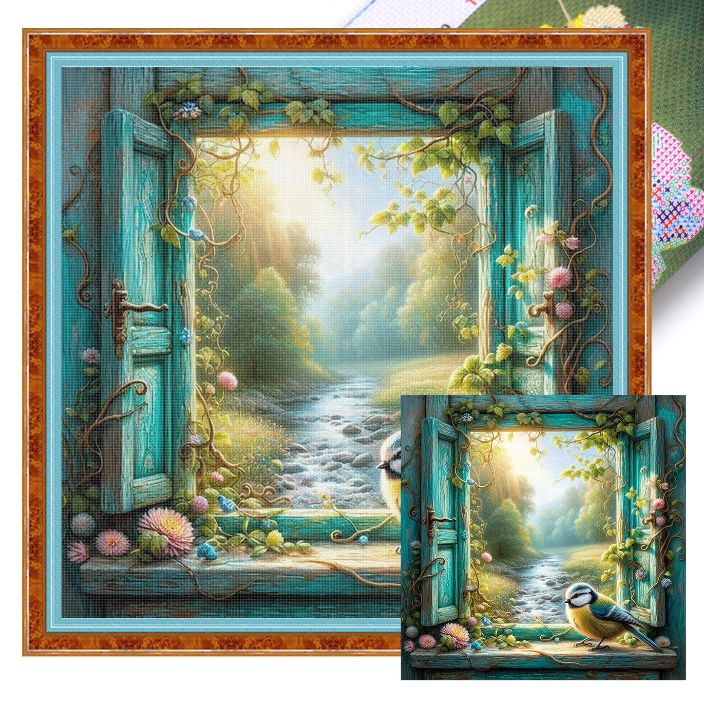 The View Outside The Window D - Full 11CT Stamped Cross Stitch 40x40CM - Yishu