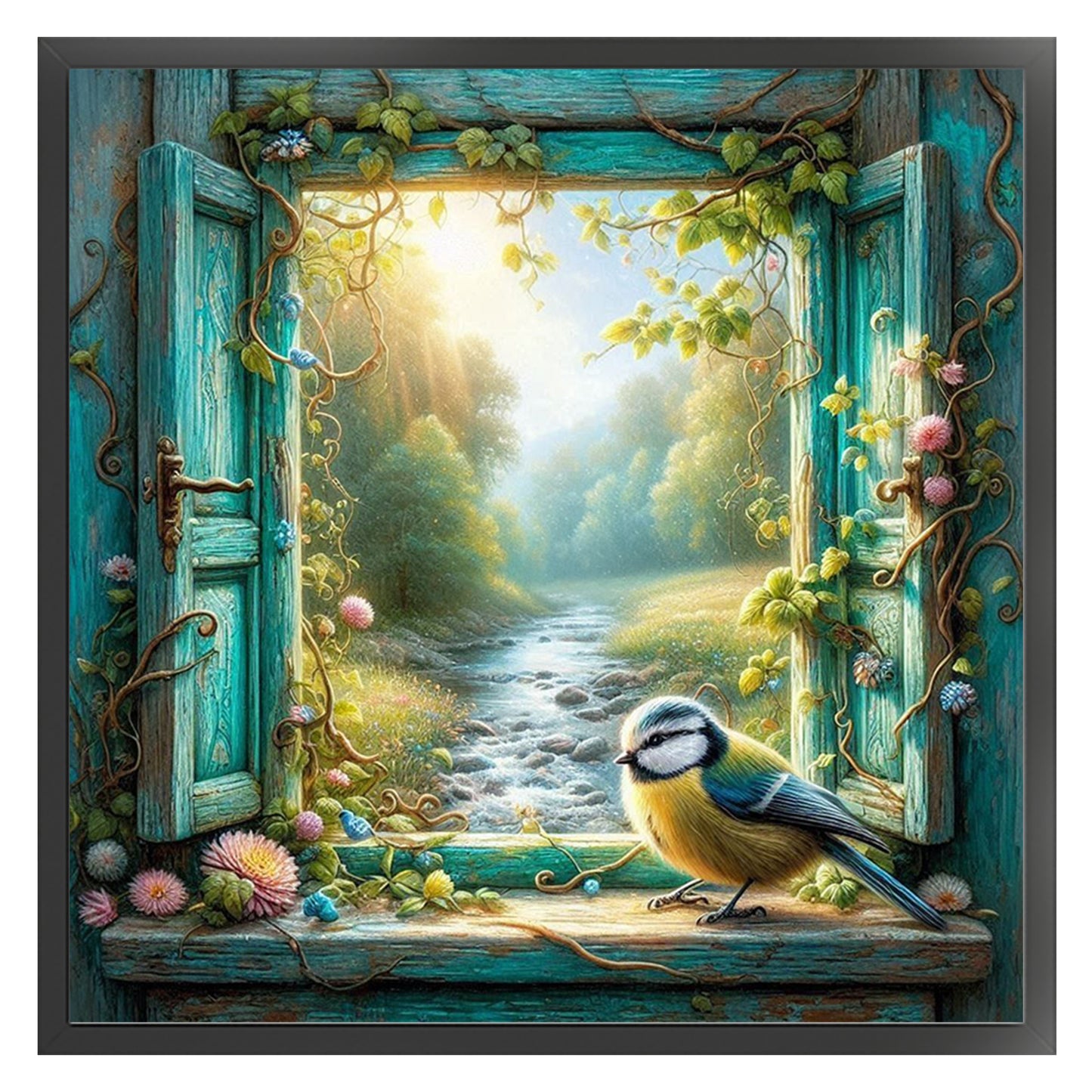 The View Outside The Window D - Full 11CT Stamped Cross Stitch 40x40CM - Yishu