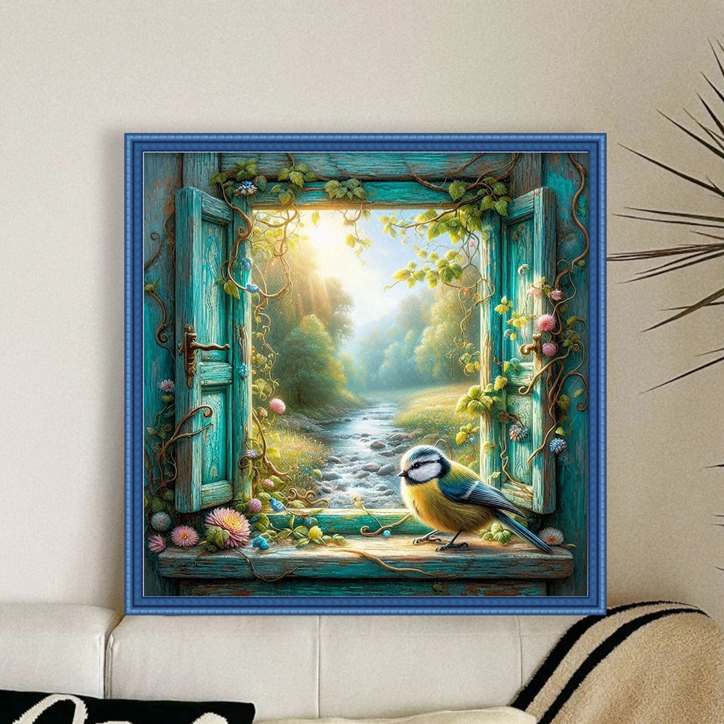 The View Outside The Window D - Full 11CT Stamped Cross Stitch 40x40CM - Yishu