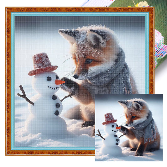 Snowman - Full 11CT Stamped Cross Stitch 40x40CM - Yishu