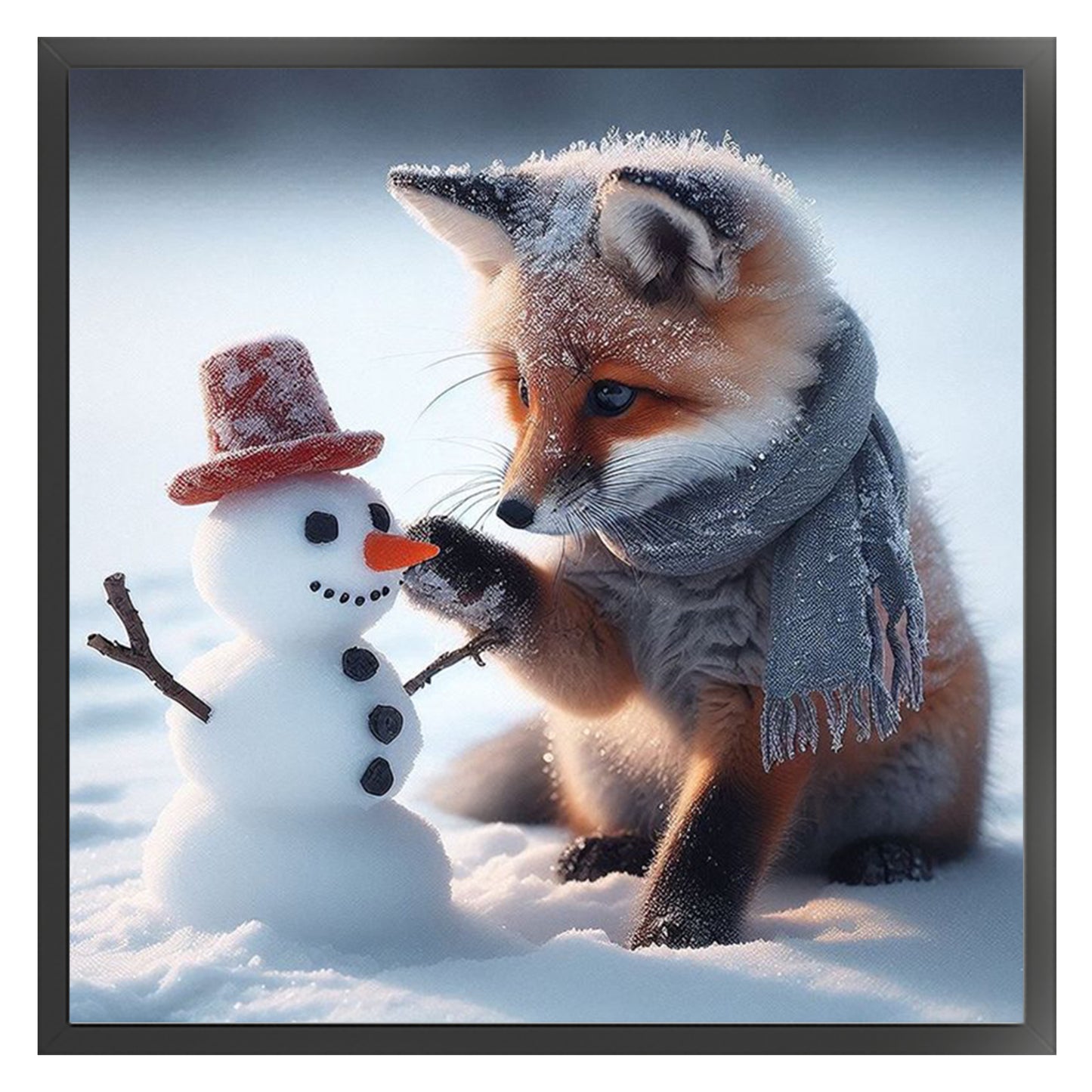 Snowman - Full 11CT Stamped Cross Stitch 40x40CM - Yishu