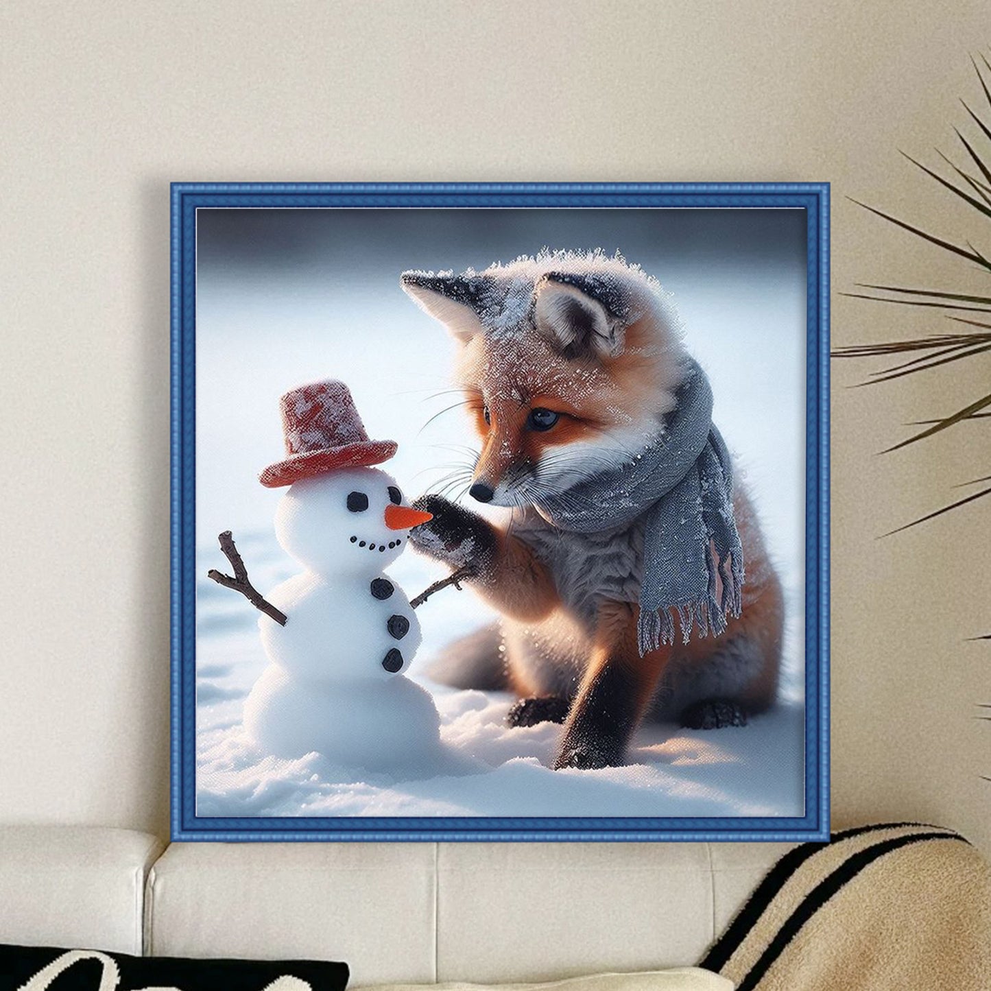 Snowman - Full 11CT Stamped Cross Stitch 40x40CM - Yishu