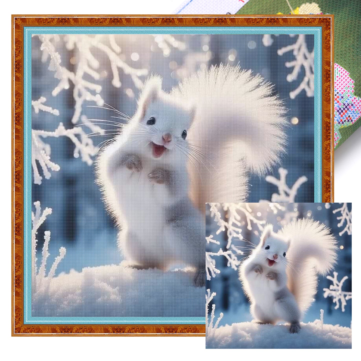 Squirrel - Full 11CT Stamped Cross Stitch 40x40CM - Yishu