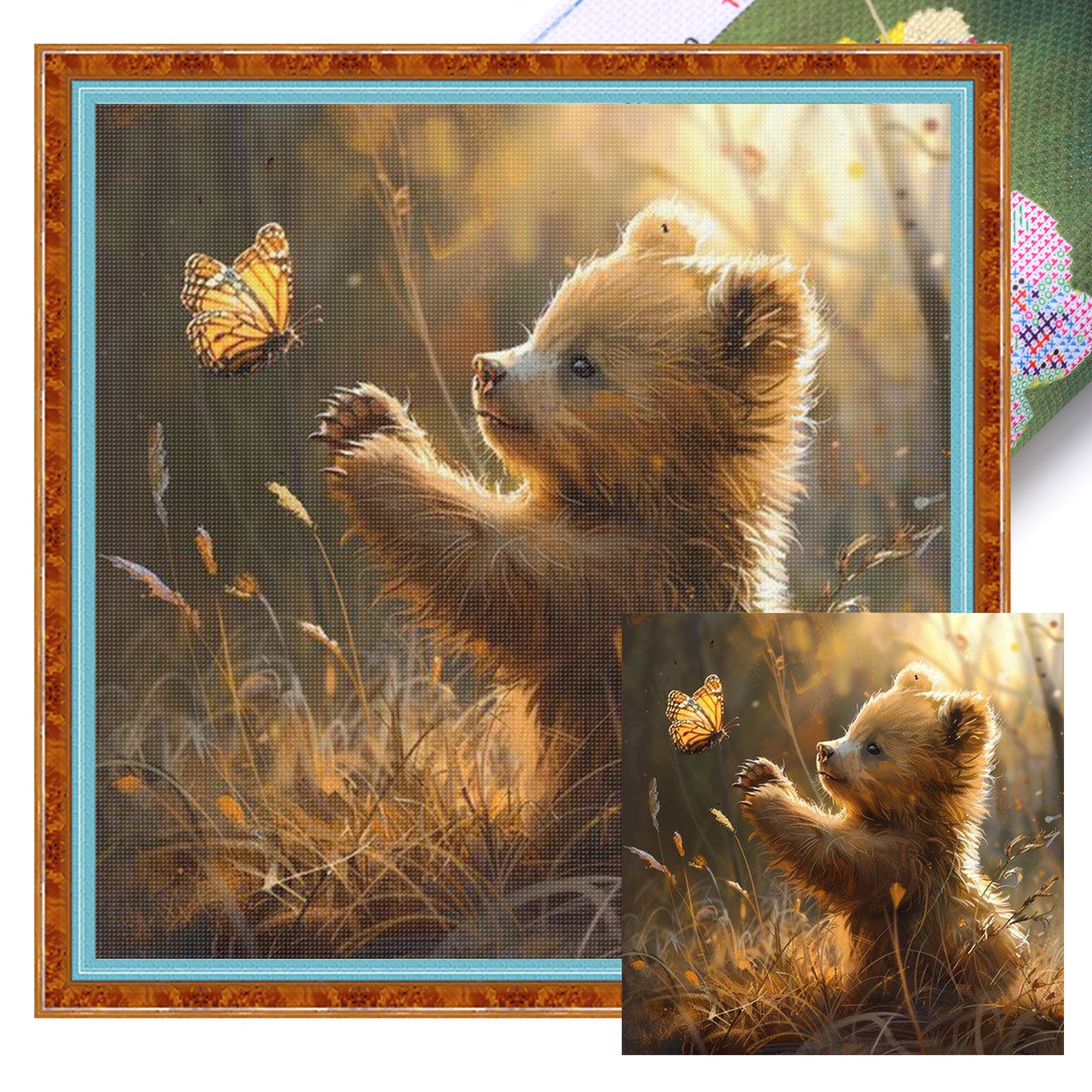 Bear - Full 11CT Stamped Cross Stitch 40x40CM - Yishu
