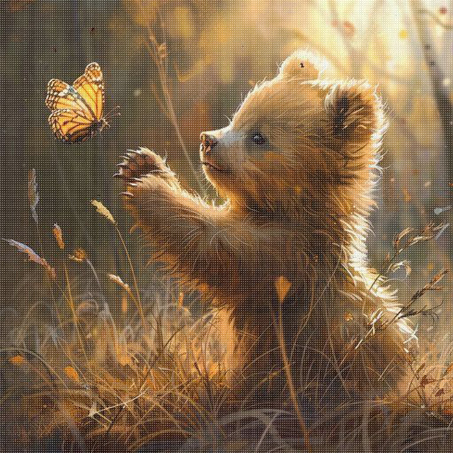 Bear - Full 11CT Stamped Cross Stitch 40x40CM - Yishu