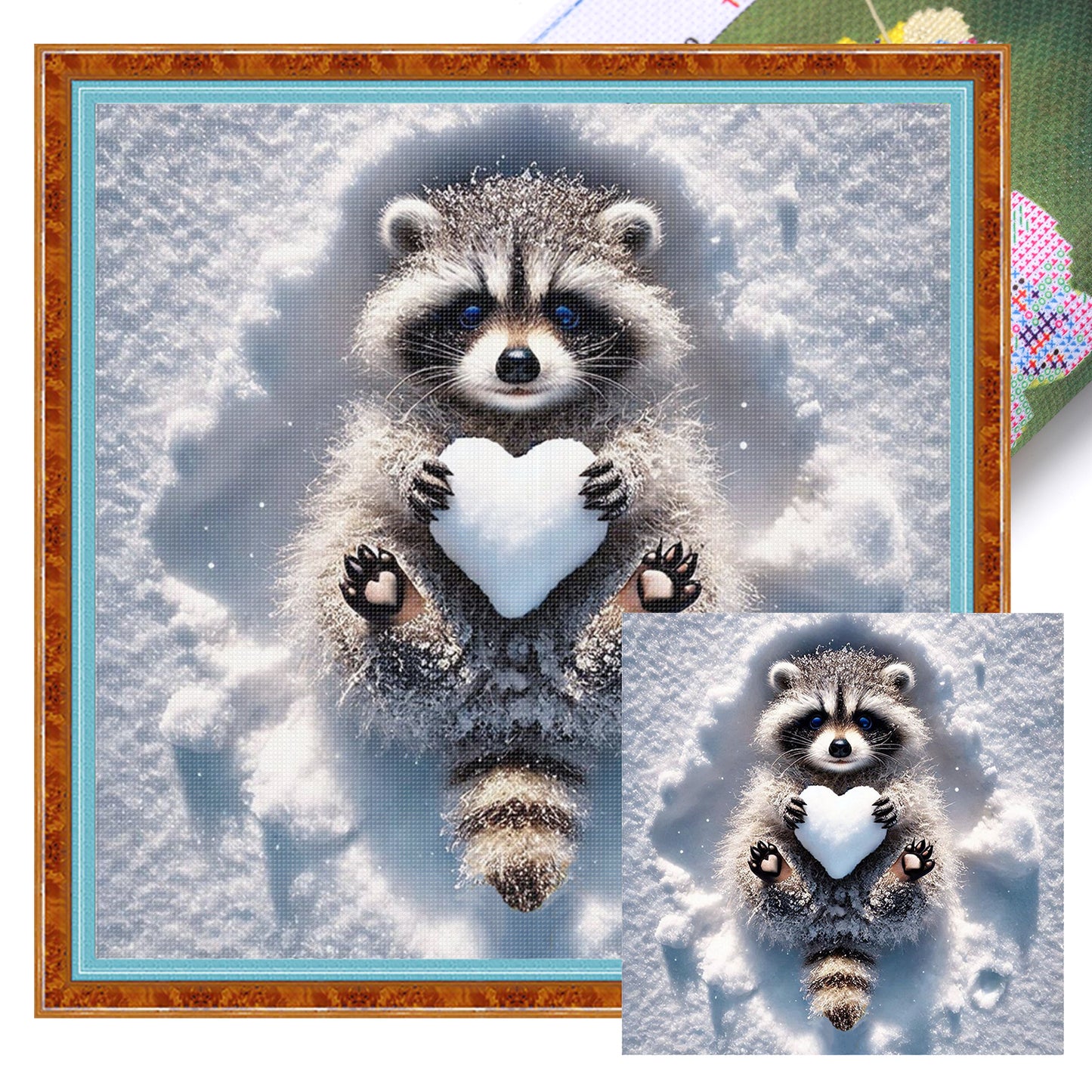 Raccoon - Full 11CT Stamped Cross Stitch 40x40CM - Yishu