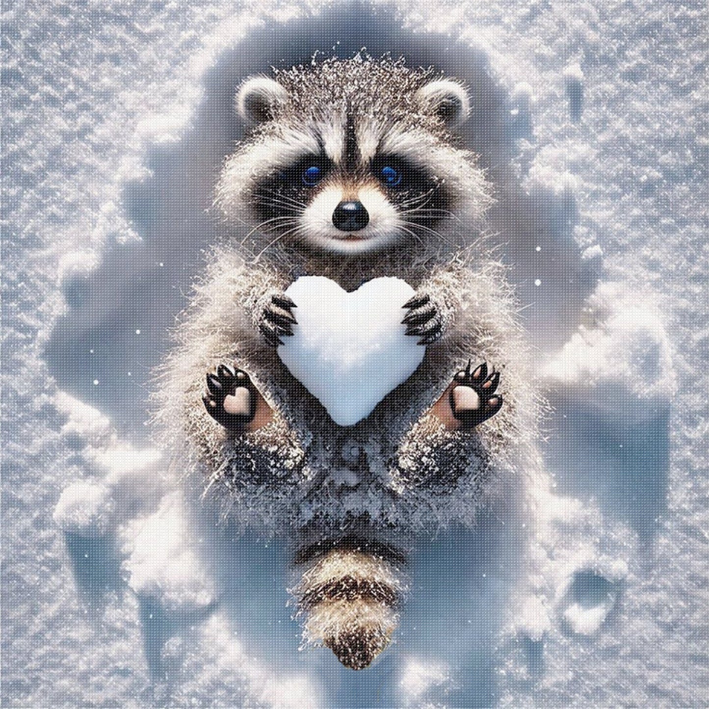 Raccoon - Full 11CT Stamped Cross Stitch 40x40CM - Yishu