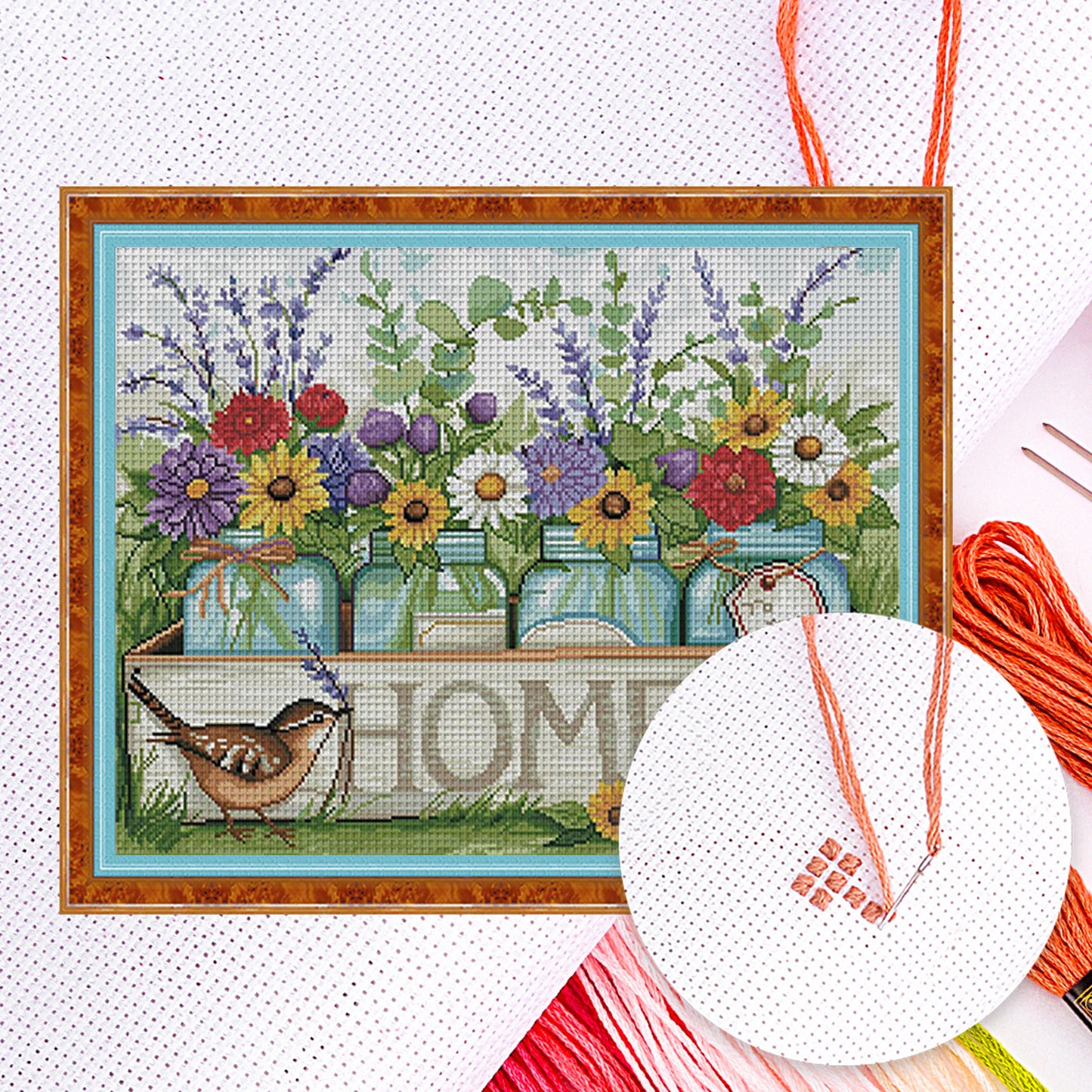 Vase And Bird - Full 11CT Counted Cross Stitch 50x40CM - Huacan
