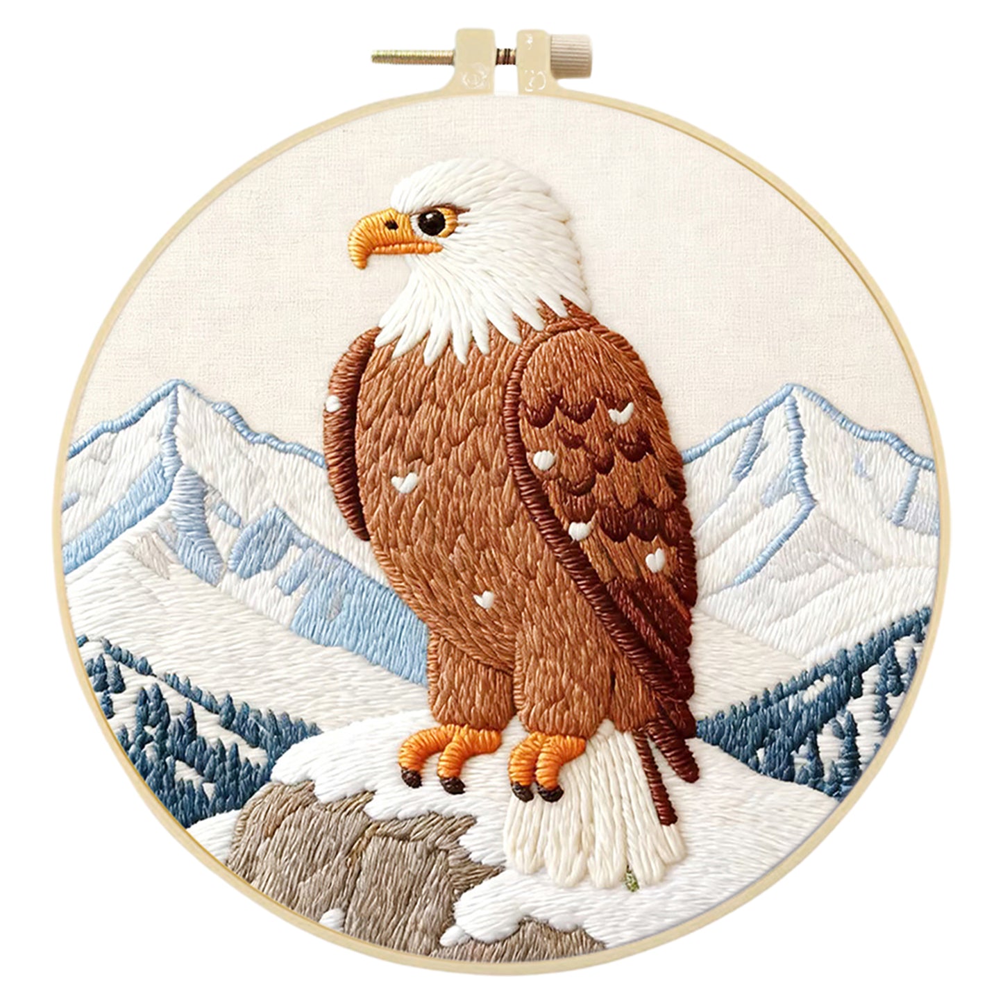 Eagle - DIY Embroidery Cross Stitch Kit with Pattern Cotton Threads Needles Hoop 29x29CM/11.42x11.42in
