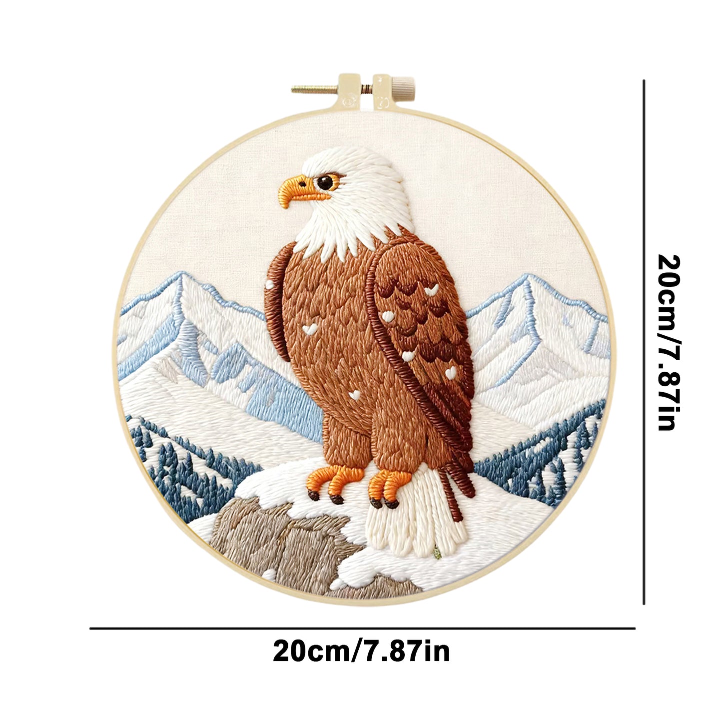 Eagle - DIY Embroidery Cross Stitch Kit with Pattern Cotton Threads Needles Hoop 29x29CM/11.42x11.42in