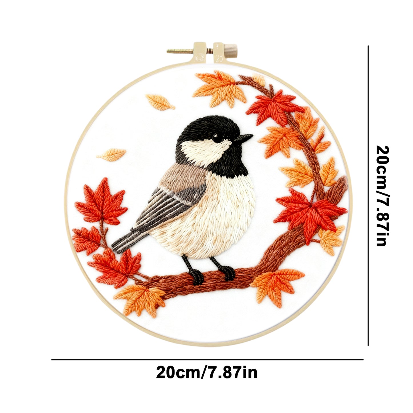 Robin - DIY Embroidery Cross Stitch Kit with Pattern Cotton Threads Needles Hoop 29x29CM/11.42x11.42in