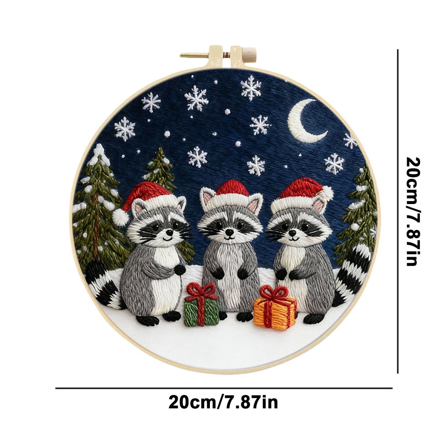 Raccoon - DIY Embroidery Cross Stitch Kit with Pattern Cotton Threads Needles Hoop 29x29CM/11.42x11.42in