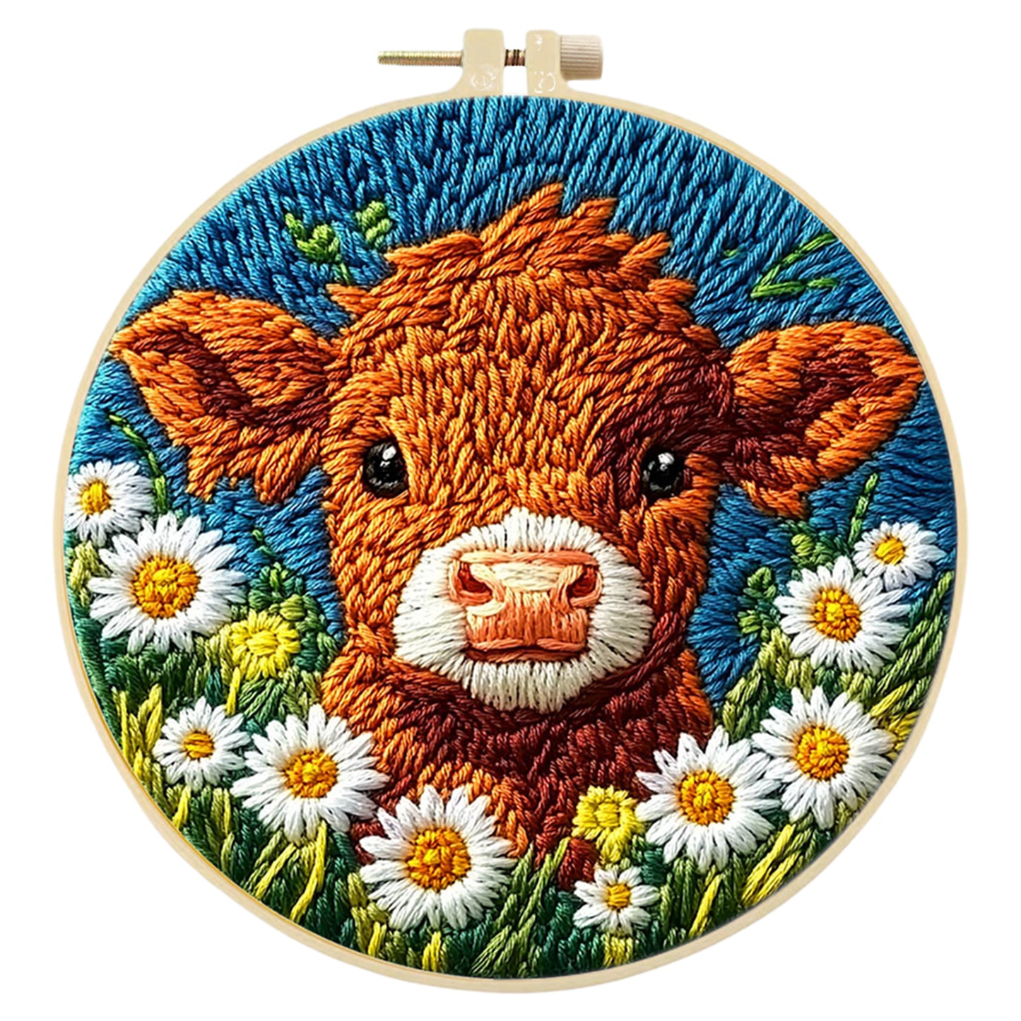 Consume Cattle - DIY Embroidery Cross Stitch Kit with Pattern Cotton Threads Needles Hoop 29x29CM/11.42x11.42in