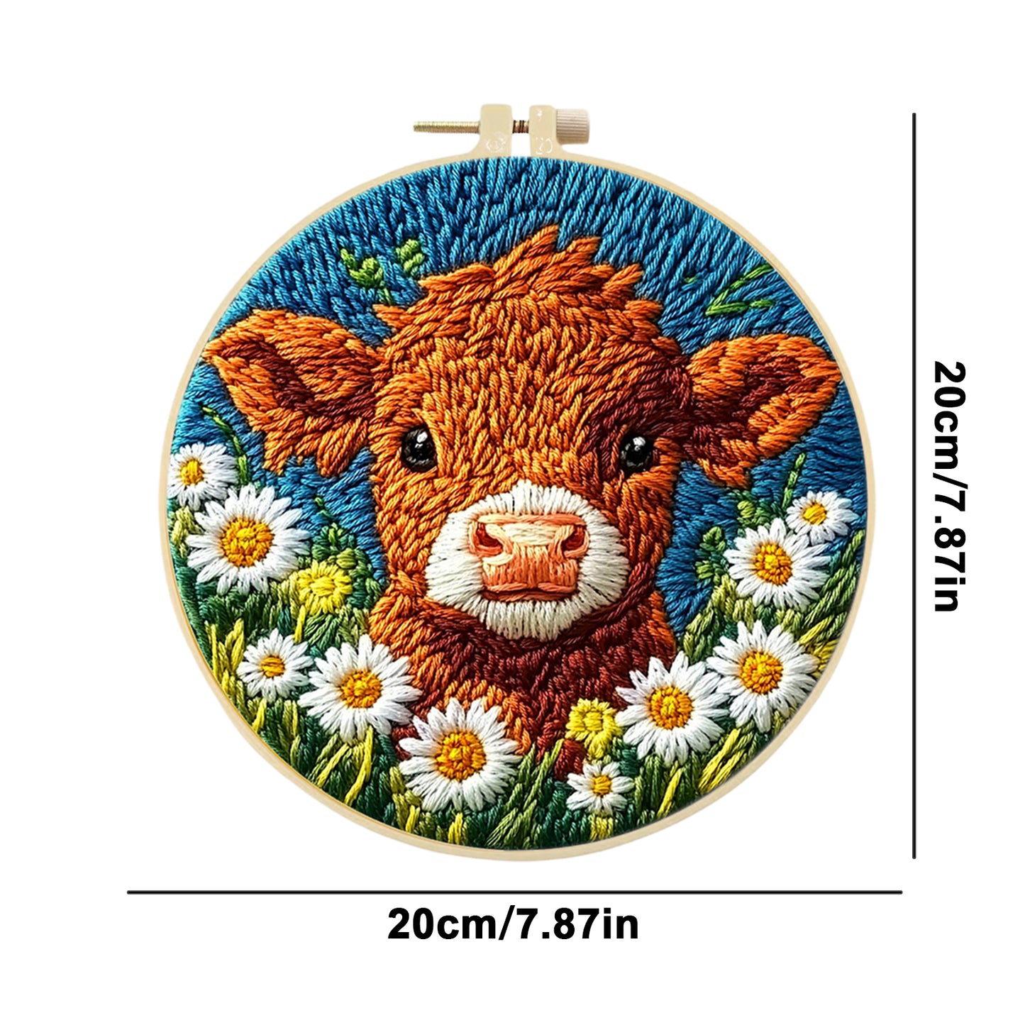 Consume Cattle - DIY Embroidery Cross Stitch Kit with Pattern Cotton Threads Needles Hoop 29x29CM/11.42x11.42in