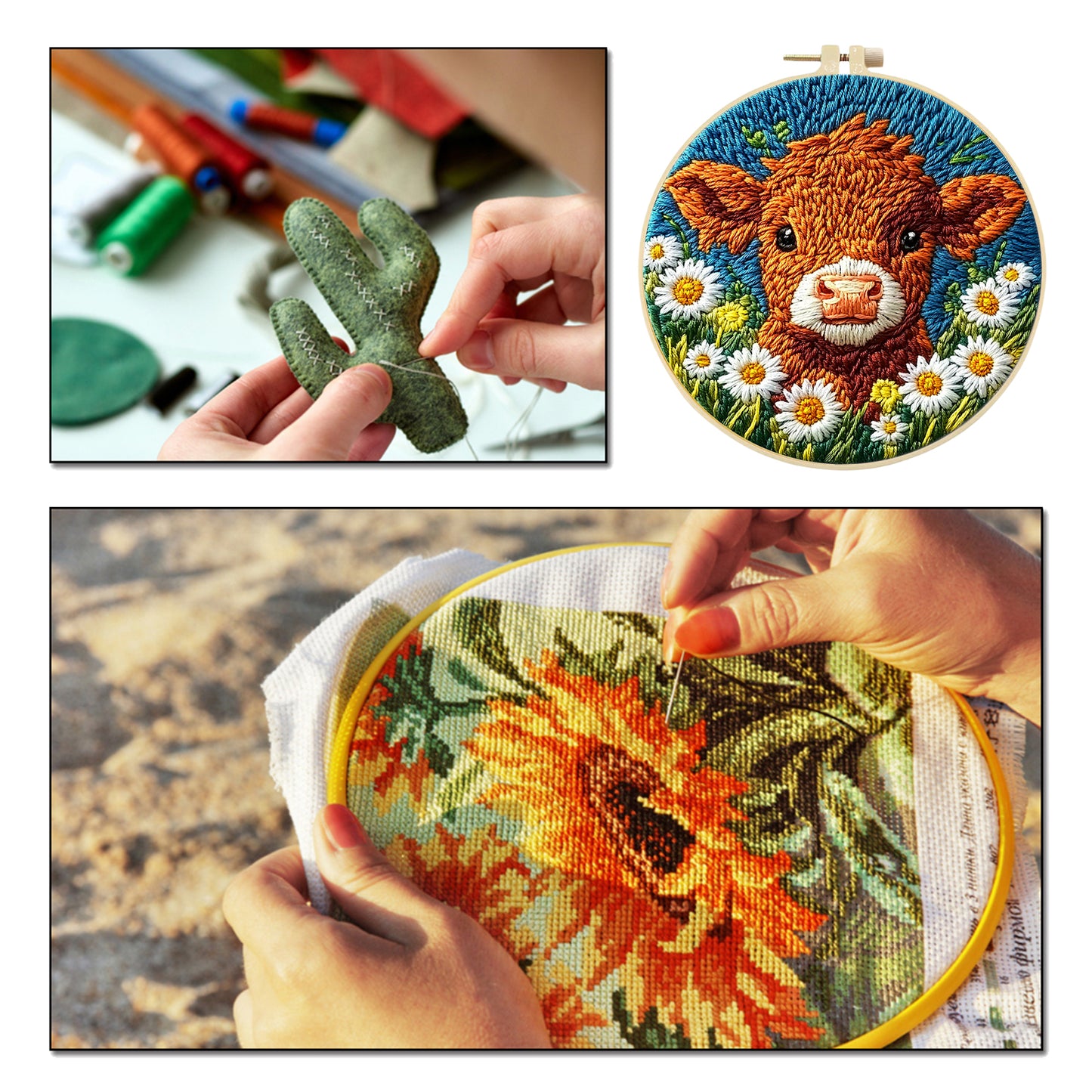Consume Cattle - DIY Embroidery Cross Stitch Kit with Pattern Cotton Threads Needles Hoop 29x29CM/11.42x11.42in