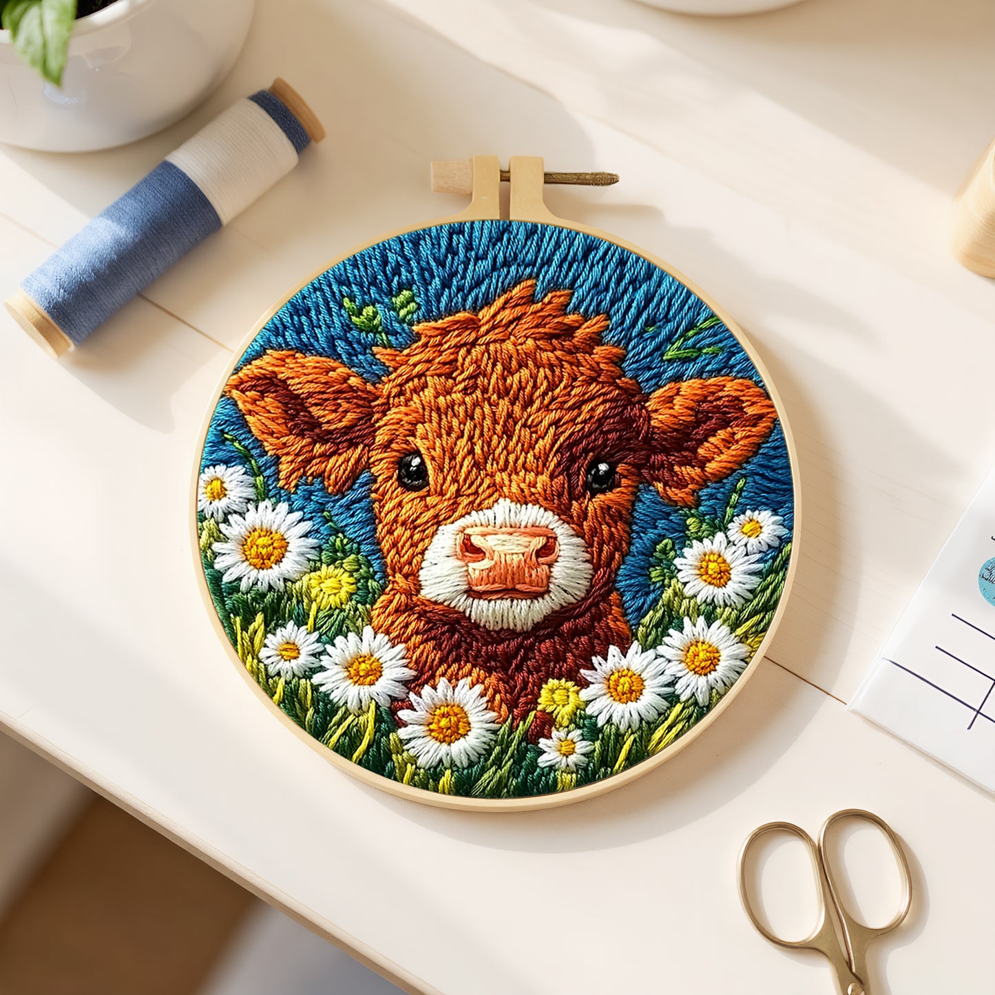 Consume Cattle - DIY Embroidery Cross Stitch Kit with Pattern Cotton Threads Needles Hoop 29x29CM/11.42x11.42in