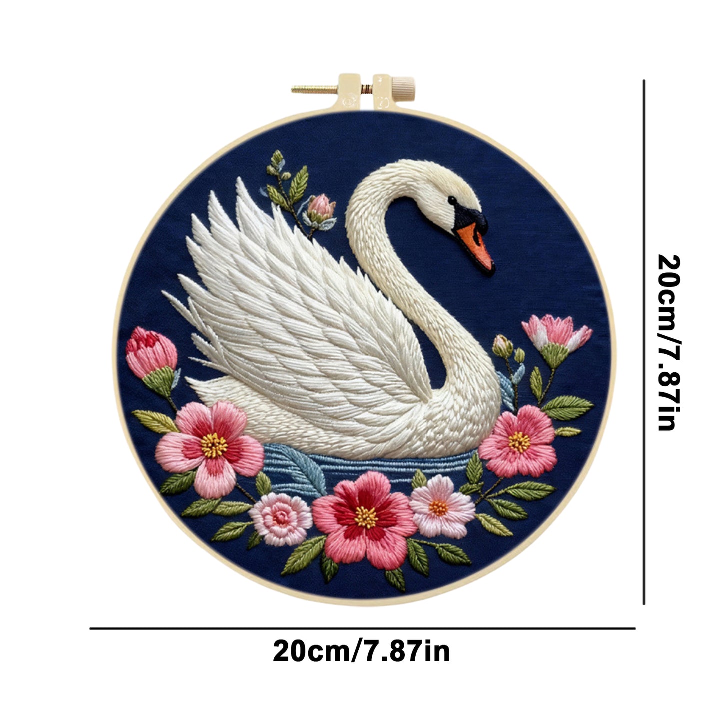 Swan - DIY Embroidery Cross Stitch Kit with Pattern Cotton Threads Needles Hoop 29x29CM/11.42x11.42in