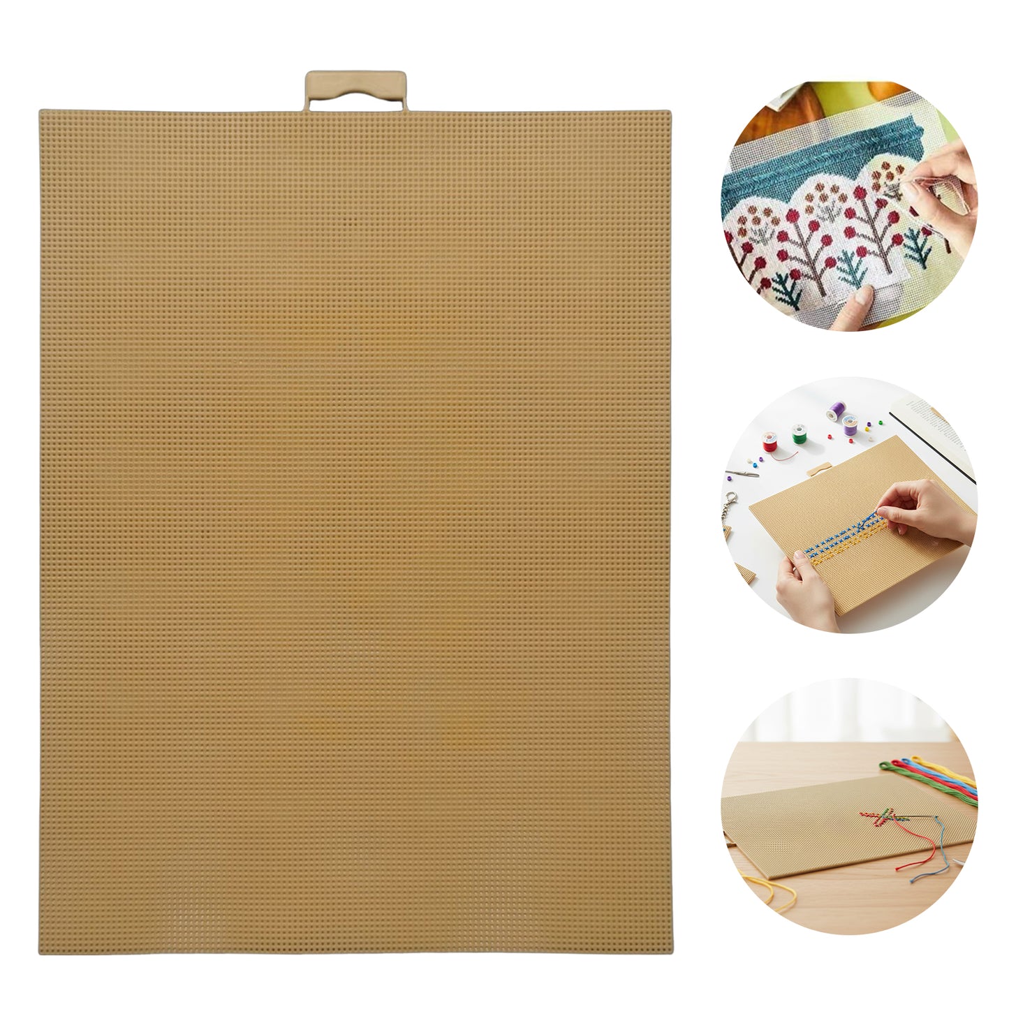 1PCS DIY 14CT Plastic Mesh Canvas Sheets 28x21CM for Crafts Crochet Knit (Yellow)