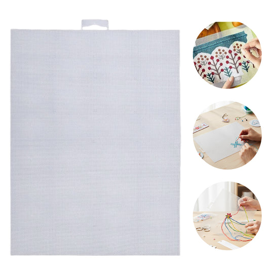 3PCS DIY 14CT Plastic Mesh Canvas Sheets 28x21CM for Crafts Crochet Knit (White)