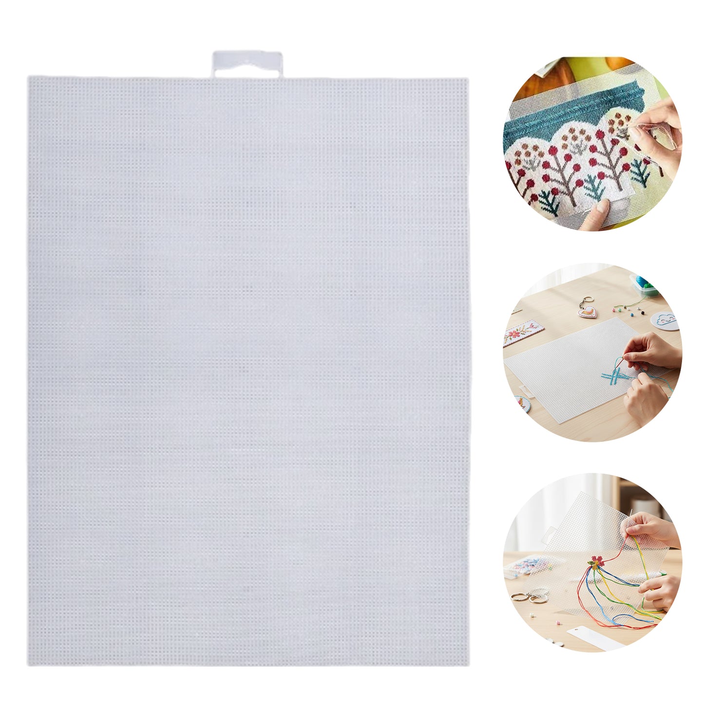 5PCS DIY 14CT Plastic Mesh Canvas Sheets 28x21CM for Crafts Crochet Knit (White)