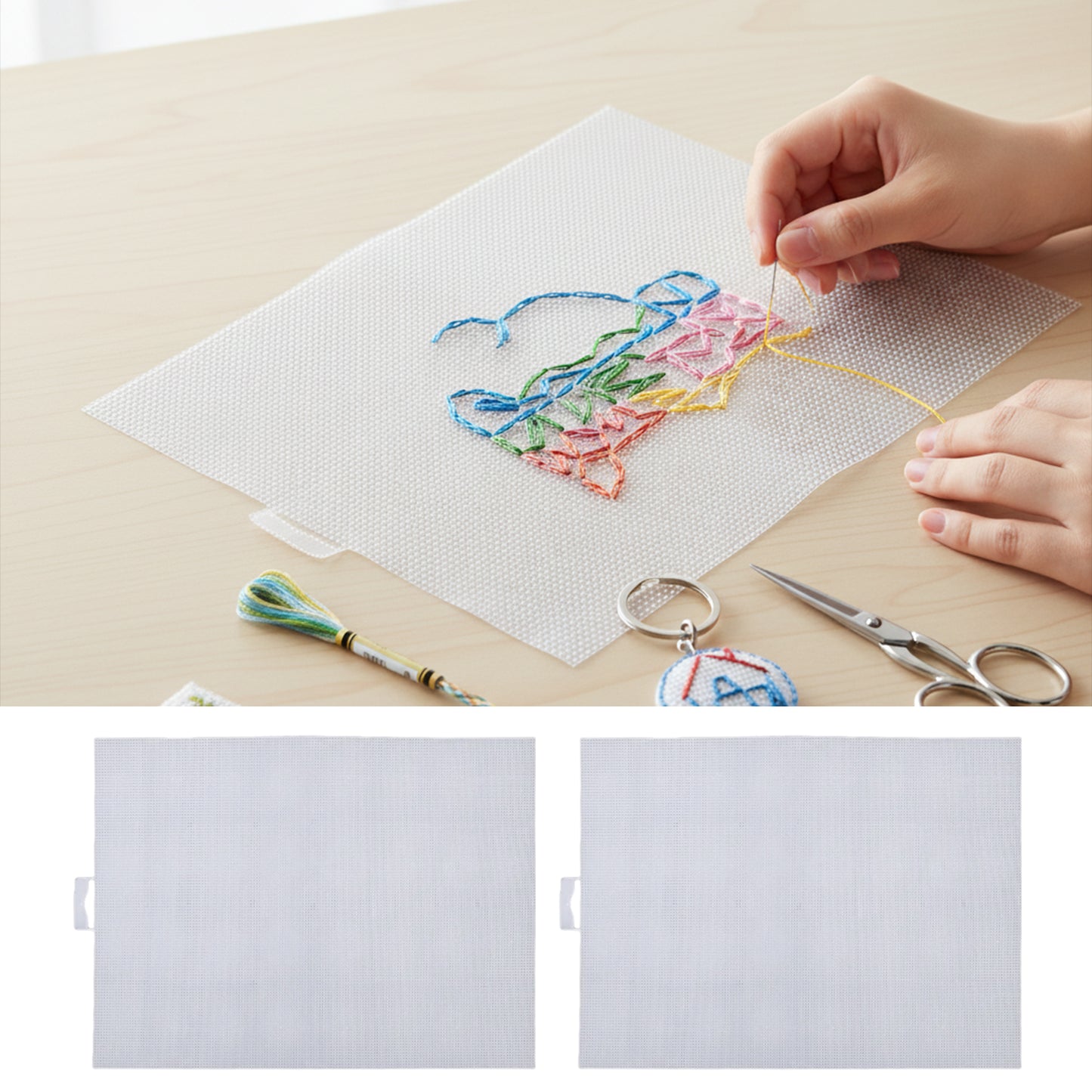 5PCS DIY 14CT Plastic Mesh Canvas Sheets 28x21CM for Crafts Crochet Knit (White)