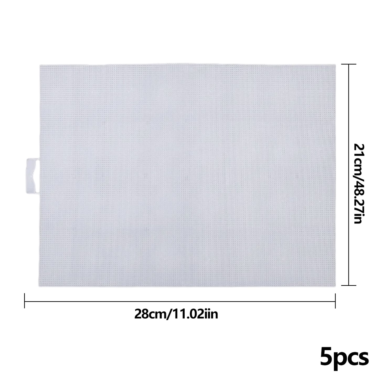 5PCS DIY 14CT Plastic Mesh Canvas Sheets 28x21CM for Crafts Crochet Knit (White)