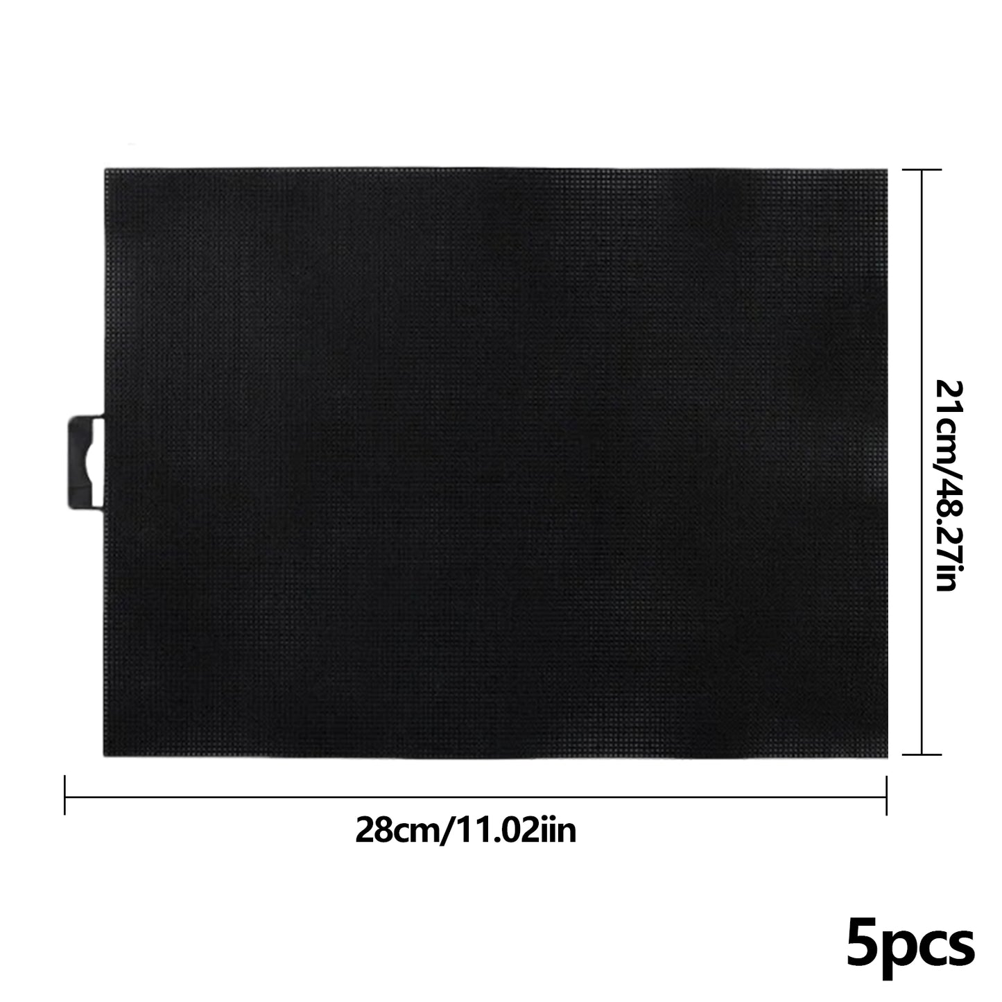 5PCS DIY 14CT Plastic Mesh Canvas Sheets 28x21CM for Crafts Crochet Knit (Black)