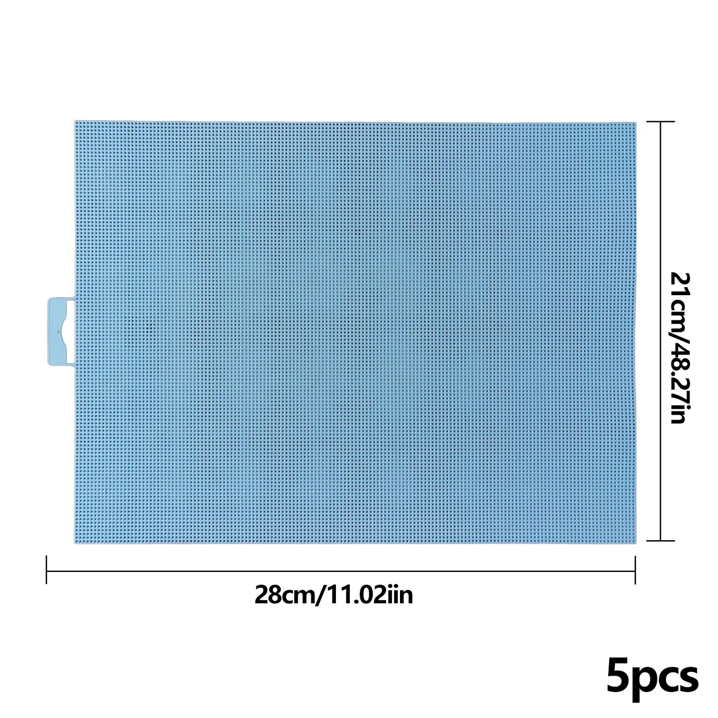 5PCS DIY 14CT Plastic Mesh Canvas Sheets 28x21CM for Crafts Crochet Knit (Blue)