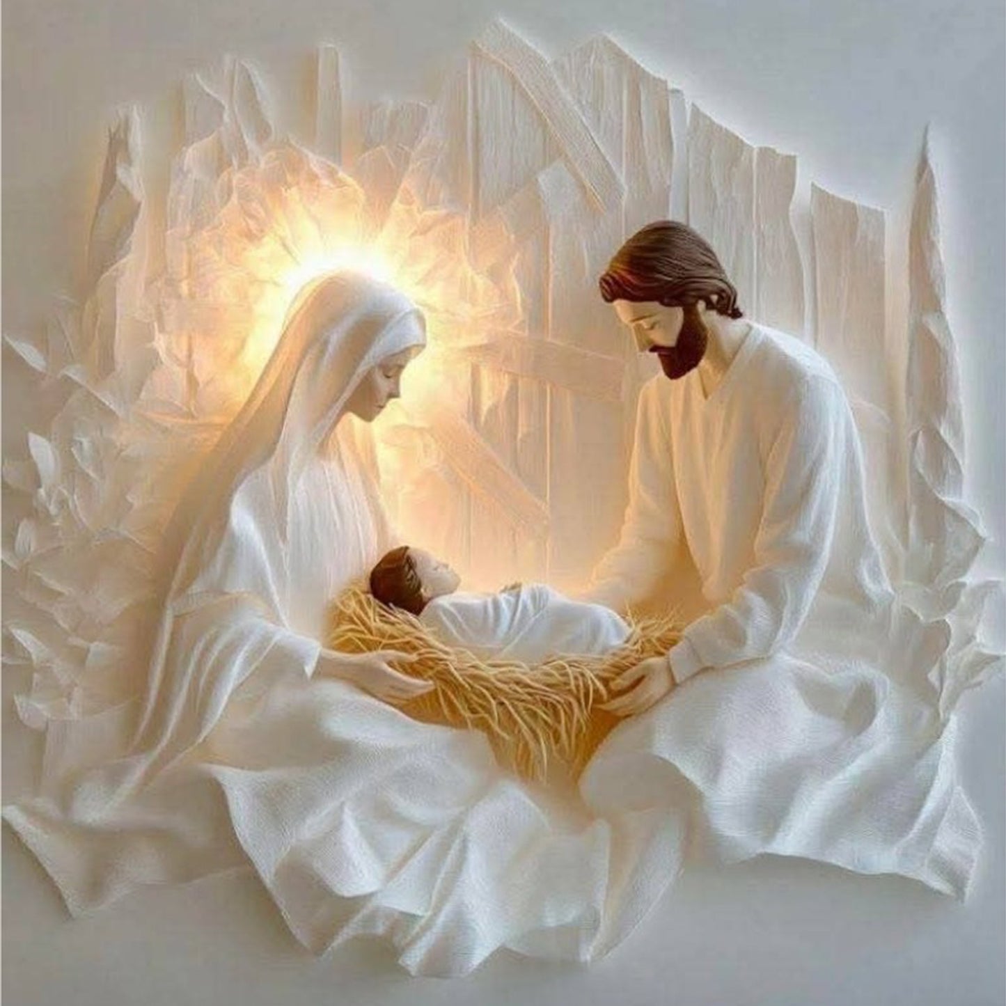 Nativity Of Jesus - Full 14CT Stamped Cross Stitch 40x40CM - Huacan