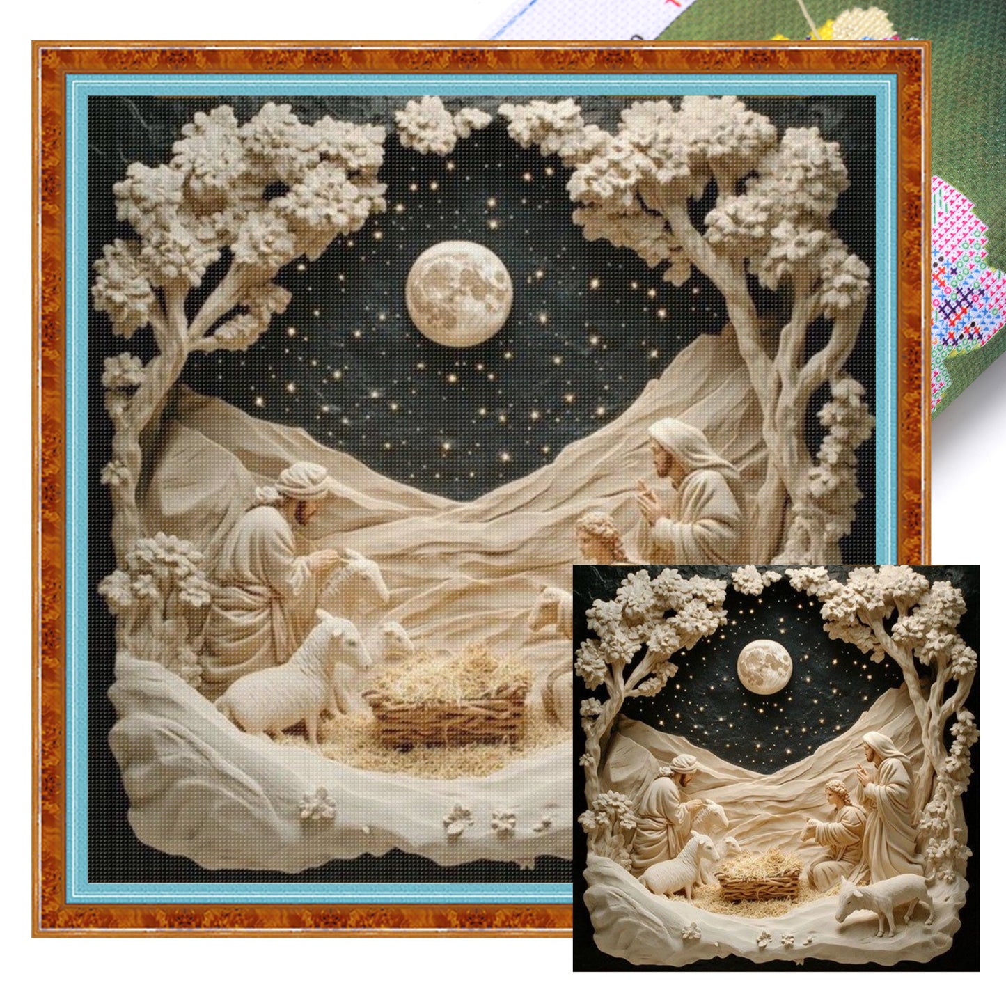 Nativity Of Jesus - Full 14CT Stamped Cross Stitch 40x40CM - Huacan
