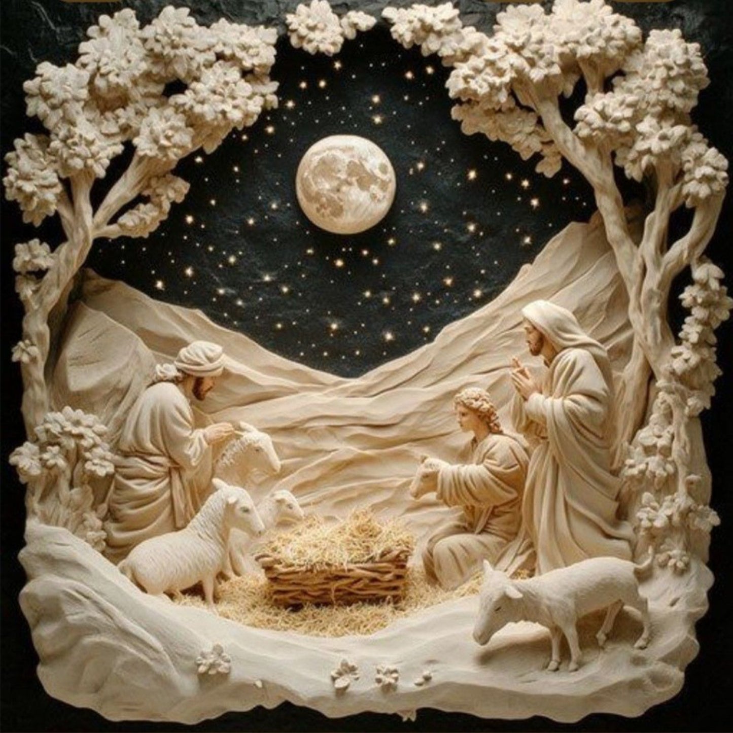 Nativity Of Jesus - Full 14CT Stamped Cross Stitch 40x40CM - Huacan