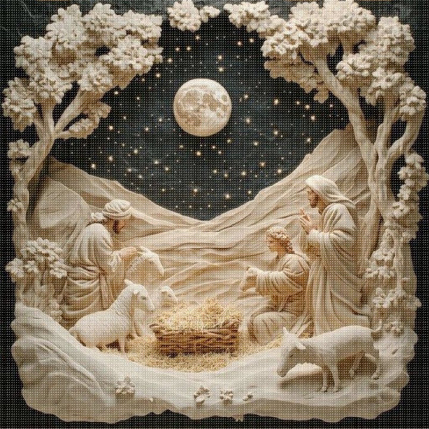 Nativity Of Jesus - Full 14CT Stamped Cross Stitch 40x40CM - Huacan